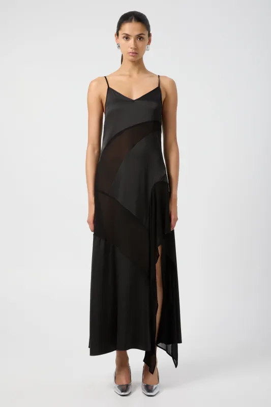 ESSENCE PANELLED MAXI DRESS | BLACK sold by Third Form