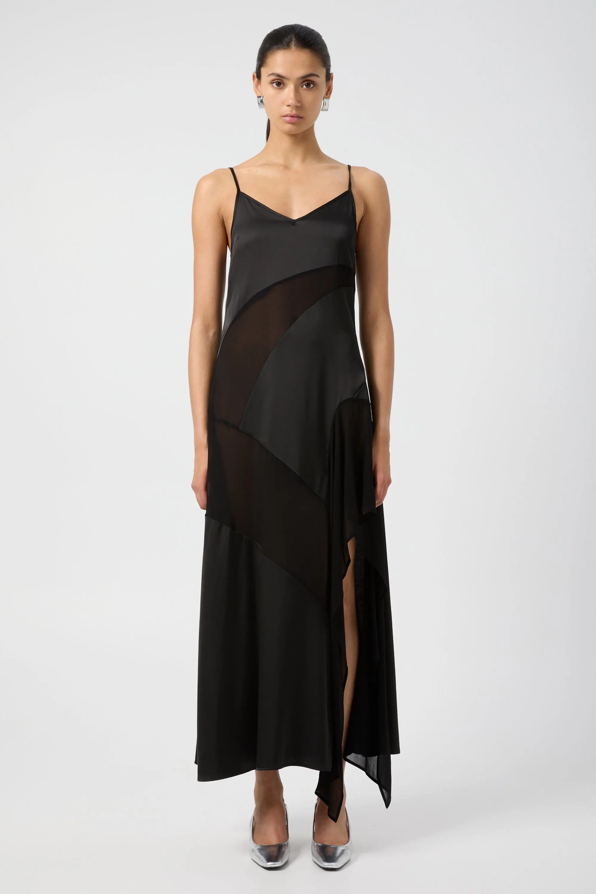 ESSENCE PANELLED MAXI DRESS | BLACK sold by Third Form