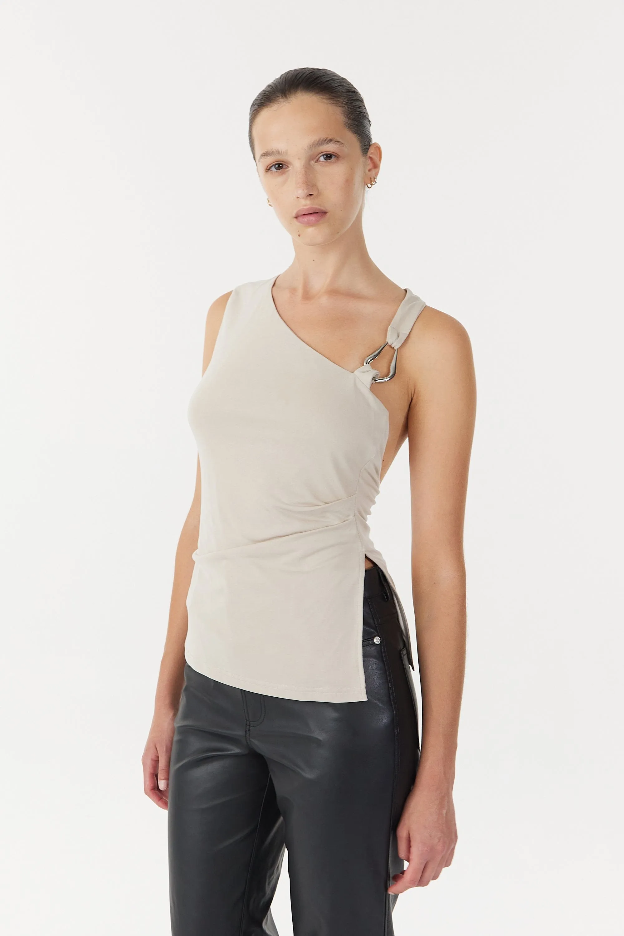 STIRLING TWIST ASYMMETRIC BODICE | OYSTER GREY sold by Third Form