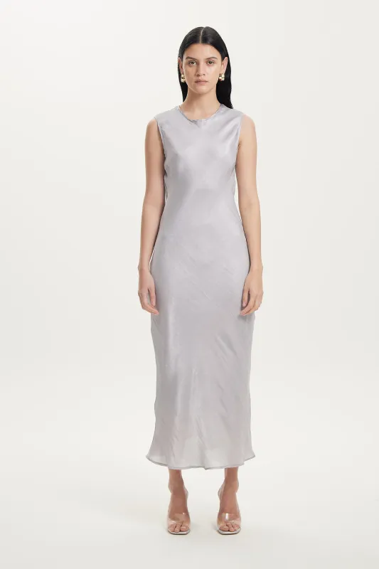 UNTAMED BIAS TANK DRESS | SILVER made by Third Form