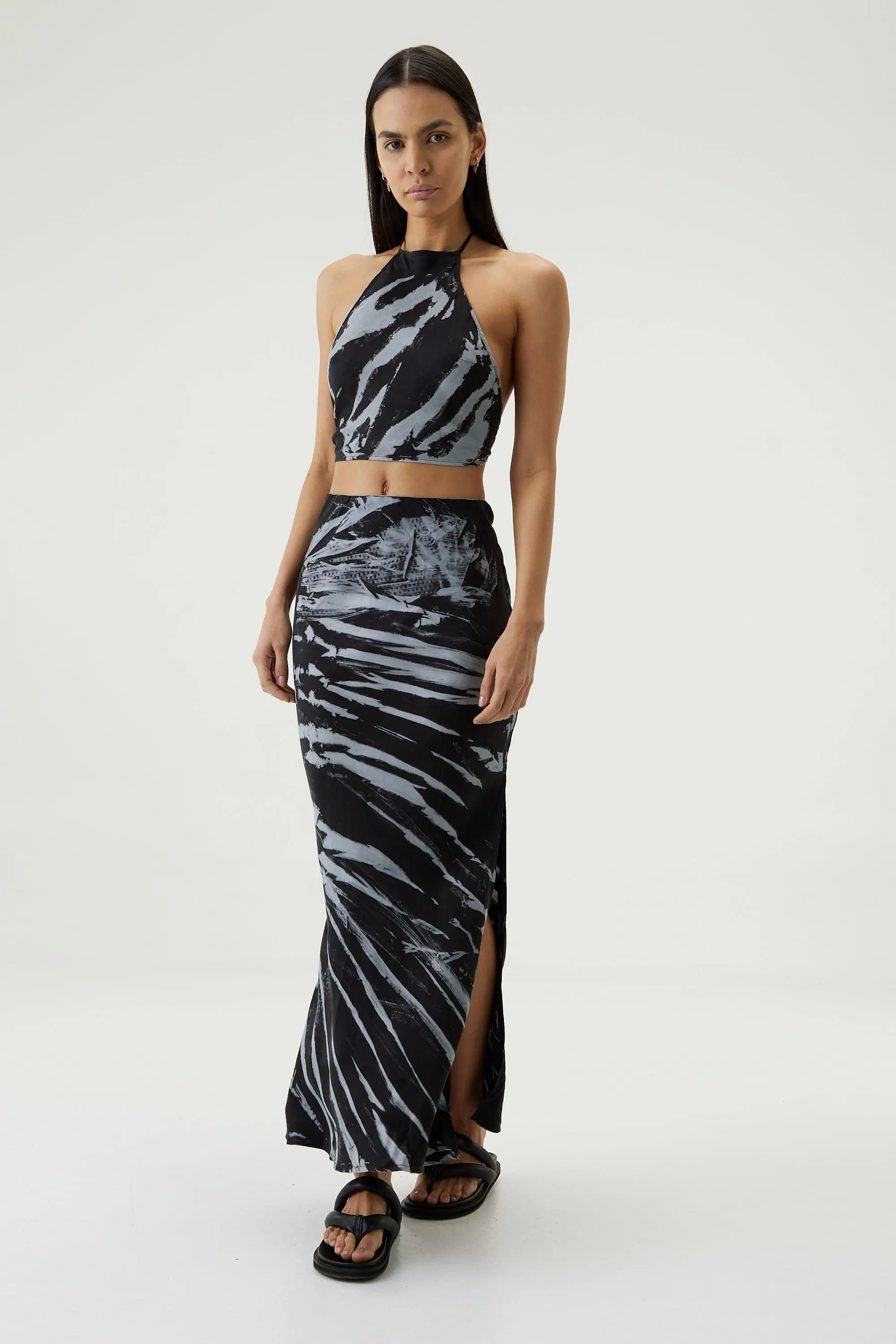 TWIST THROUGH BIAS HALTER TOP | BLACK TIE DYE sold by Third Form product image thumbnail 3