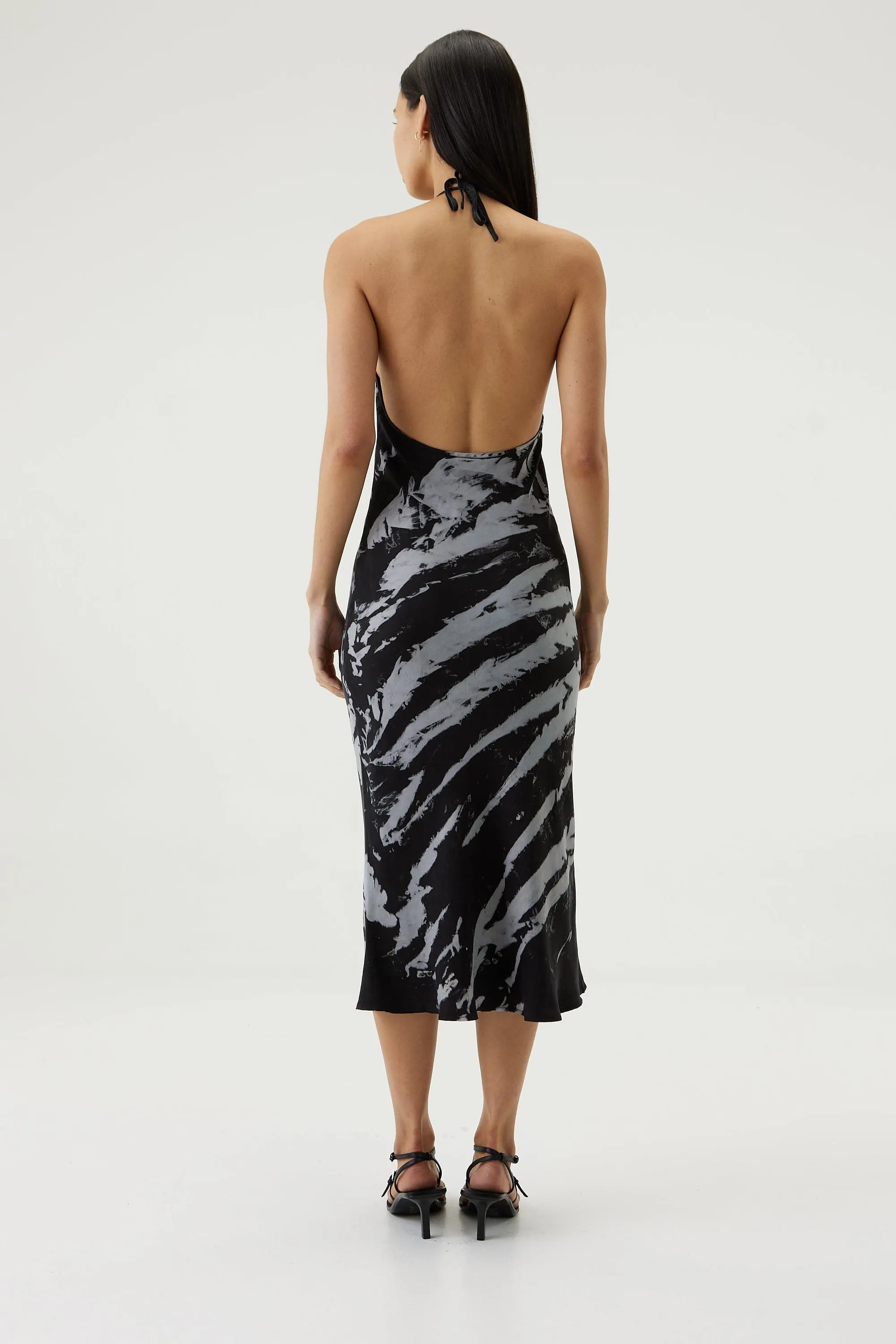 TWIST THROUGH BIAS HALTER MIDI | BLACK TIE DYE sold by Third Form product image thumbnail 3