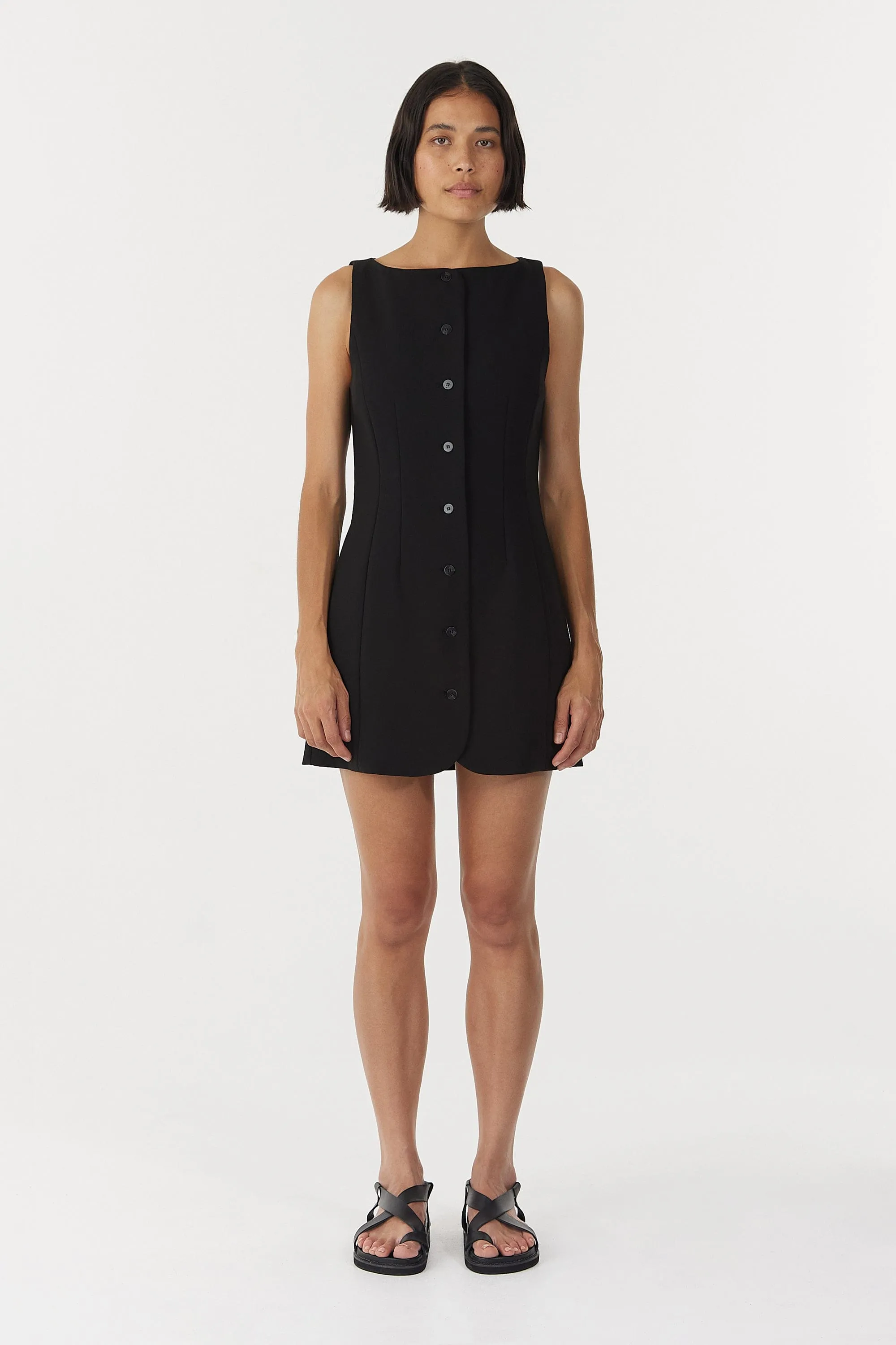SKYLINE TAILORED MINI DRESS | BLACK sold by Third Form