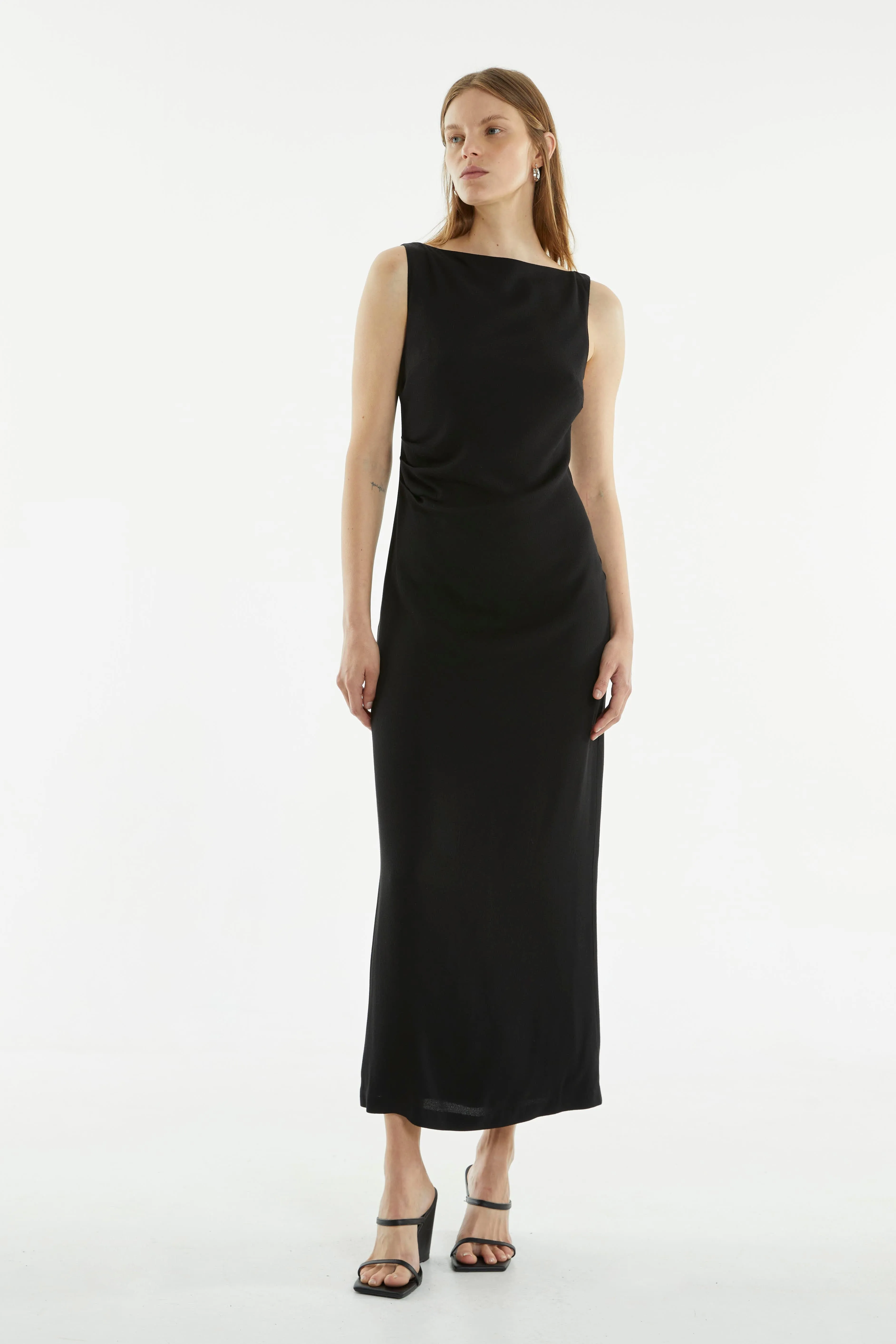RETROSPECT TUCK MAXI DRESS | BLACK sold by Third Form