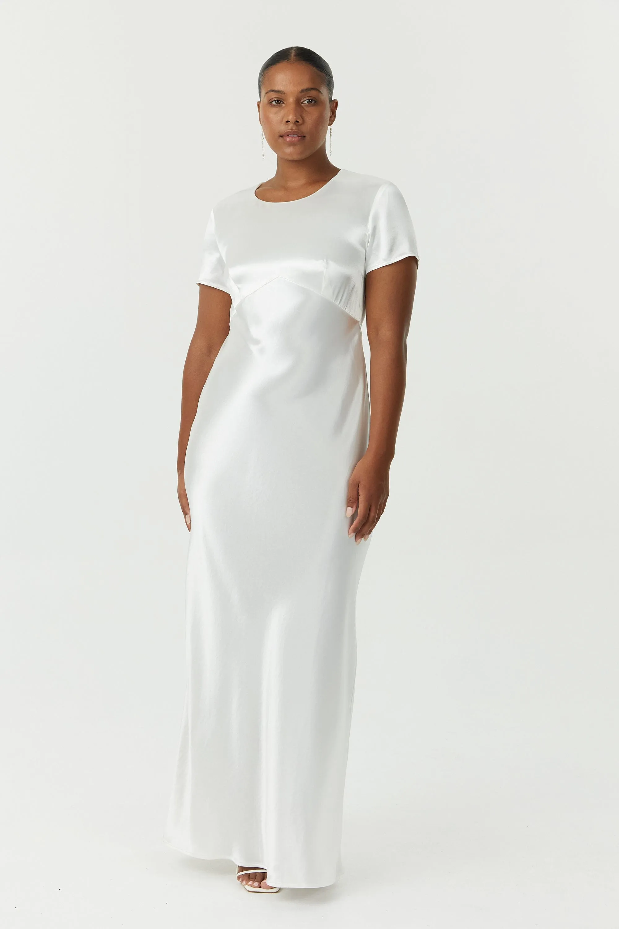 SATIN BIAS MAXI TEE DRESS | POWDER WHITE sold by Third Form product image thumbnail 3