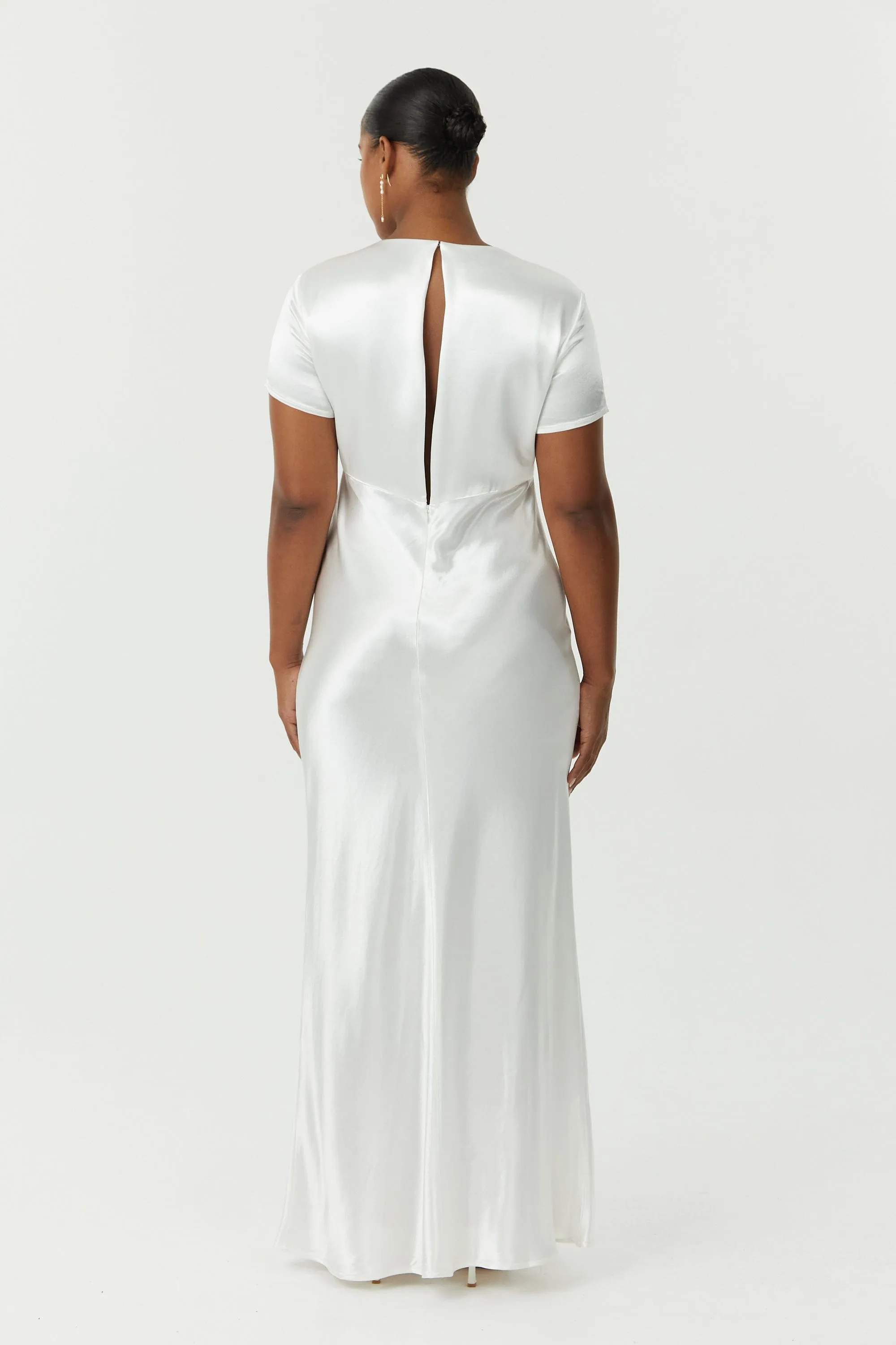 SATIN BIAS MAXI TEE DRESS | POWDER WHITE sold by Third Form product image thumbnail 5