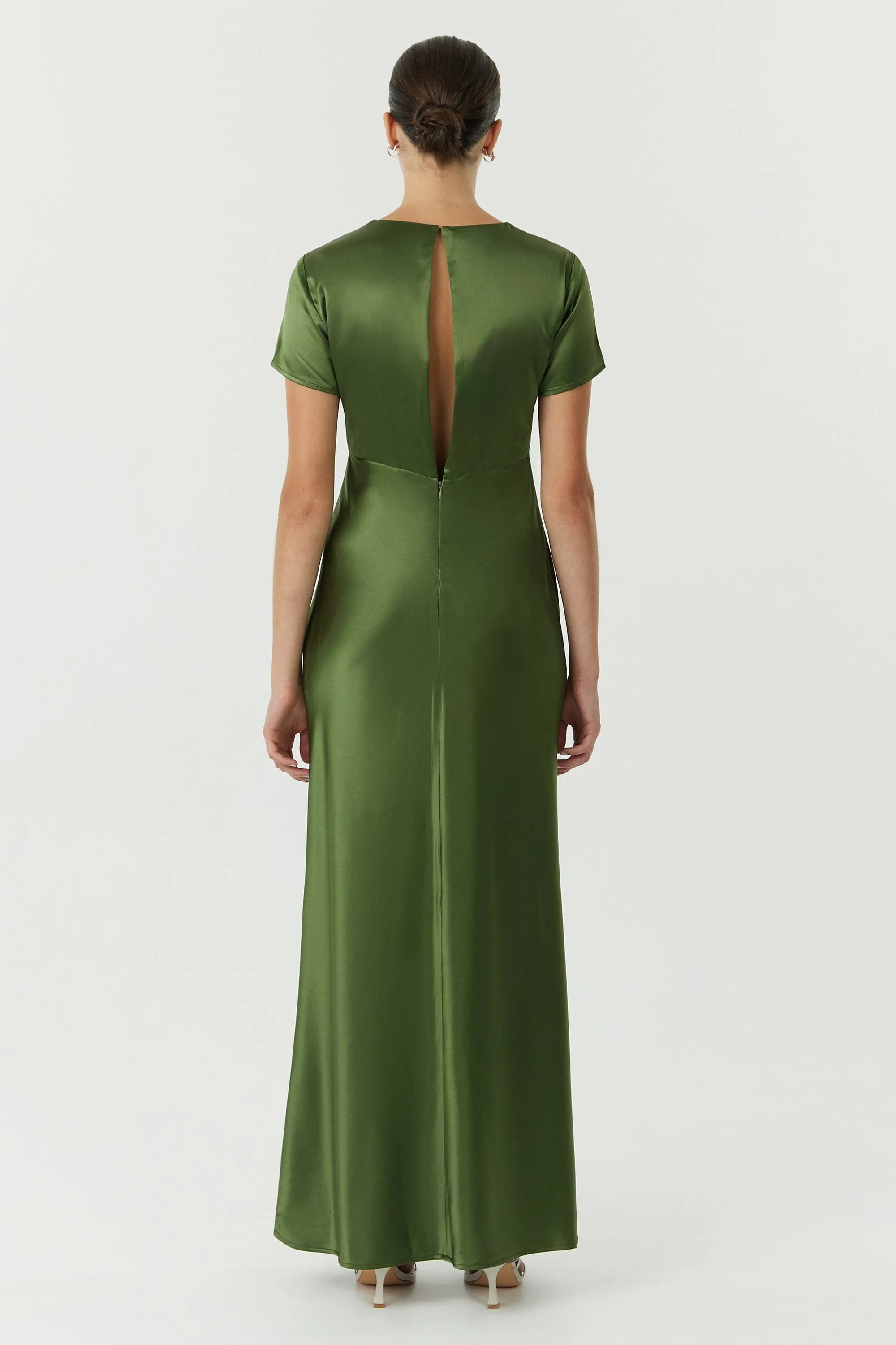 SATIN BIAS MAXI TEE DRESS | OLIVE sold by Third Form product image thumbnail 4