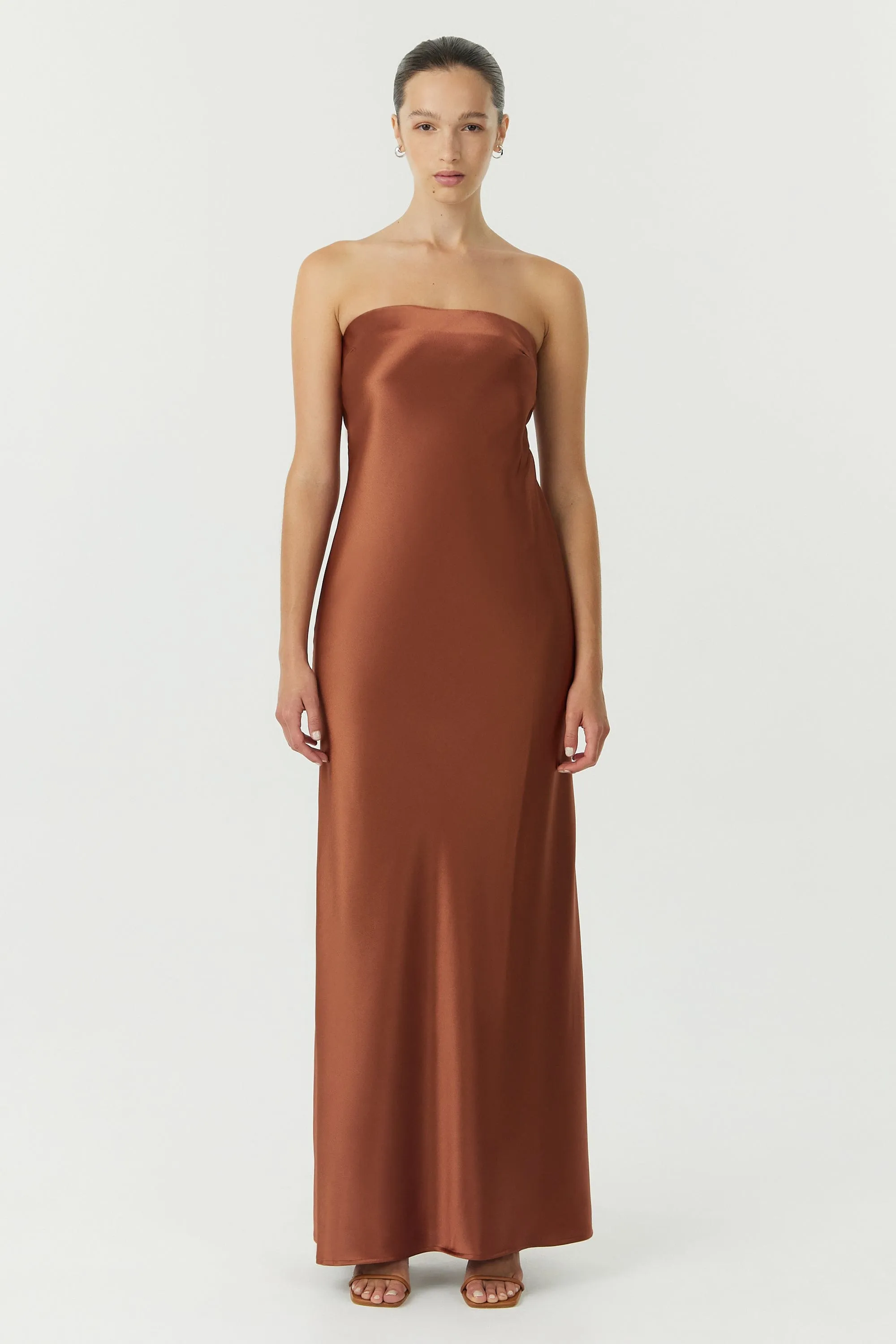 SATIN TIE BACK STRAPLESS MAXI | SPICE sold by Third Form