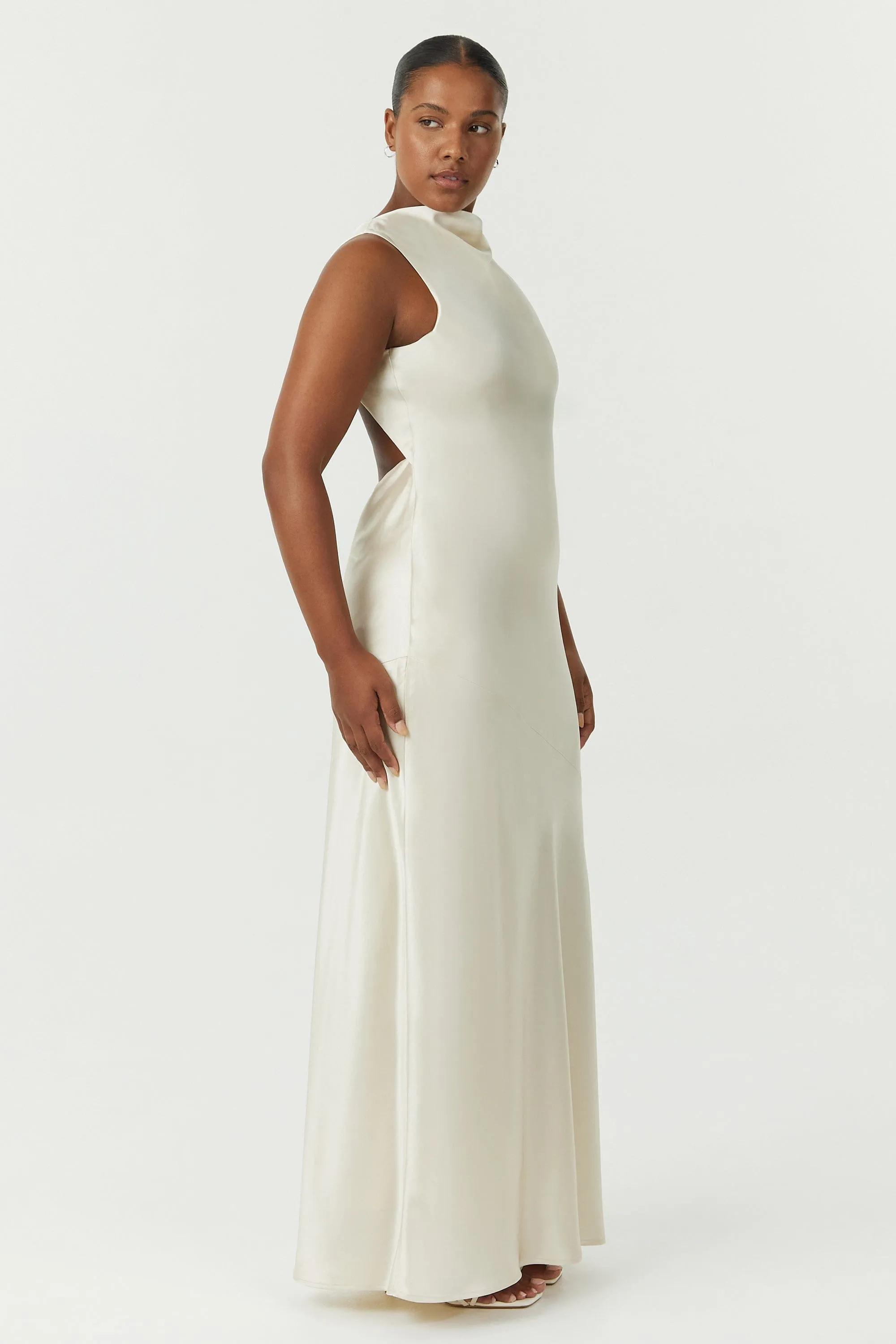 SATIN BIAS COWL BACK MAXI | BUTTERCREAM sold by Third Form product image thumbnail 4