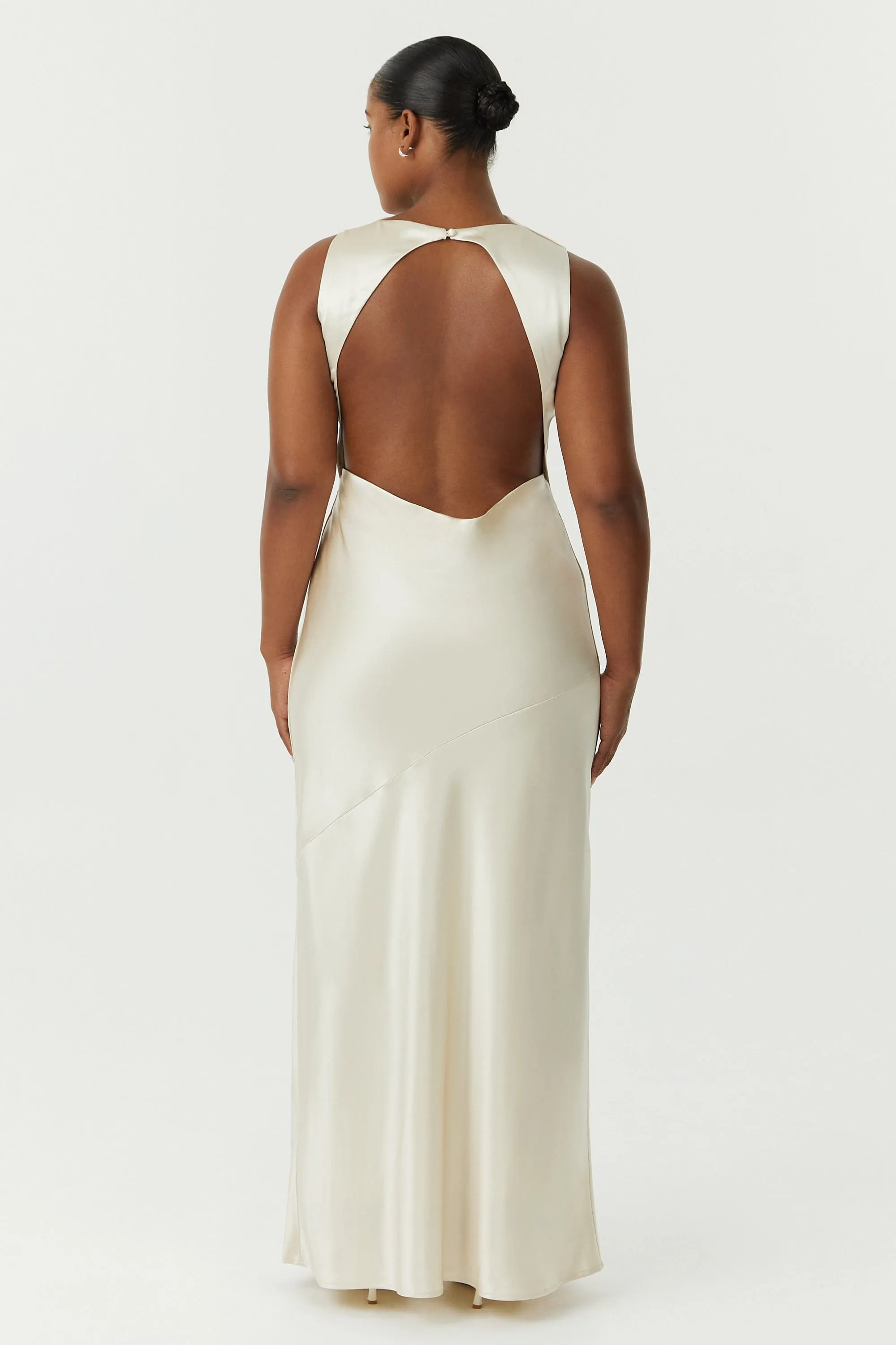 SATIN BIAS COWL BACK MAXI | BUTTERCREAM sold by Third Form product image thumbnail 2