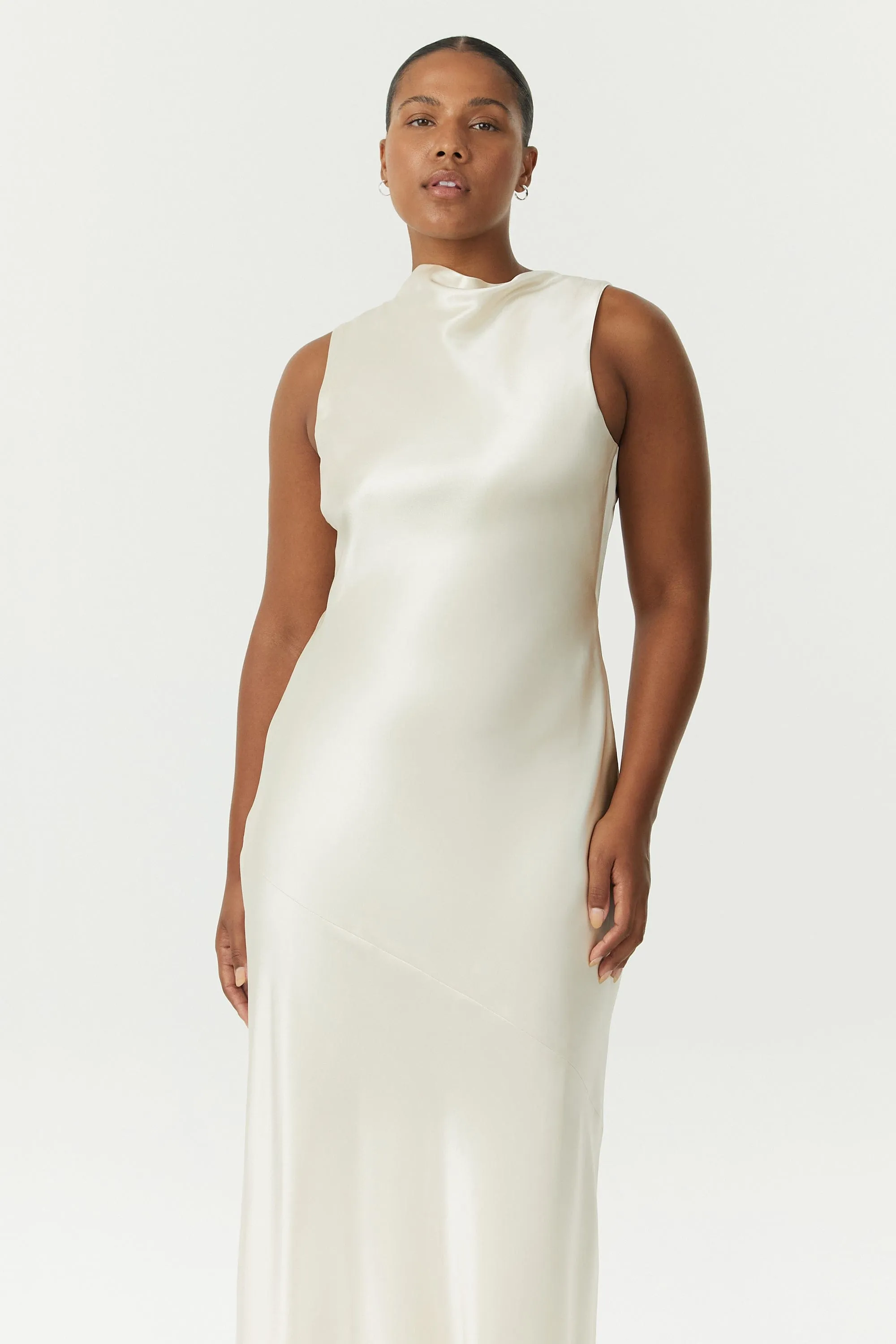 SATIN BIAS COWL BACK MAXI | BUTTERCREAM sold by Third Form product image thumbnail 3