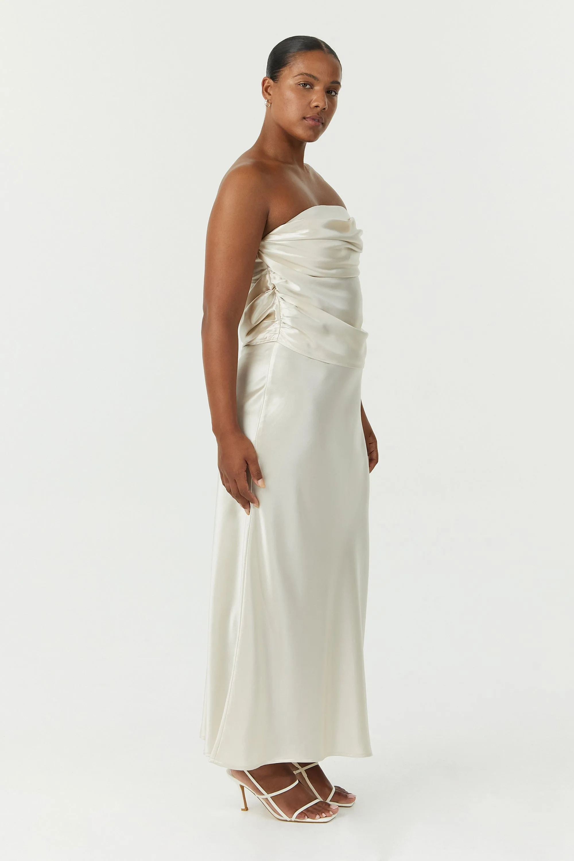 SATIN DRAPE BUSTIER | BUTTERCREAM sold by Third Form product image thumbnail 4