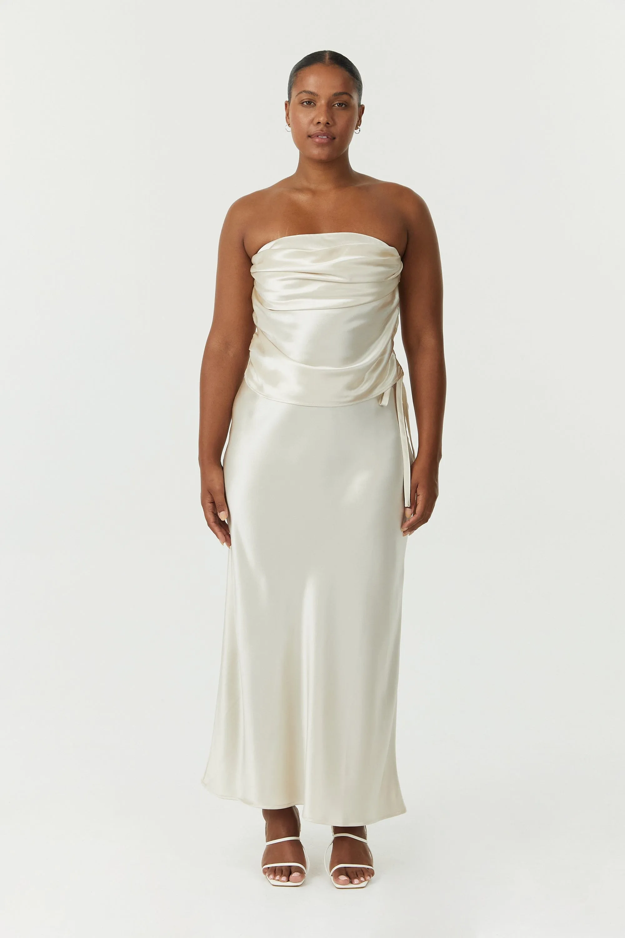SATIN DRAPE BUSTIER | BUTTERCREAM sold by Third Form product image thumbnail 5