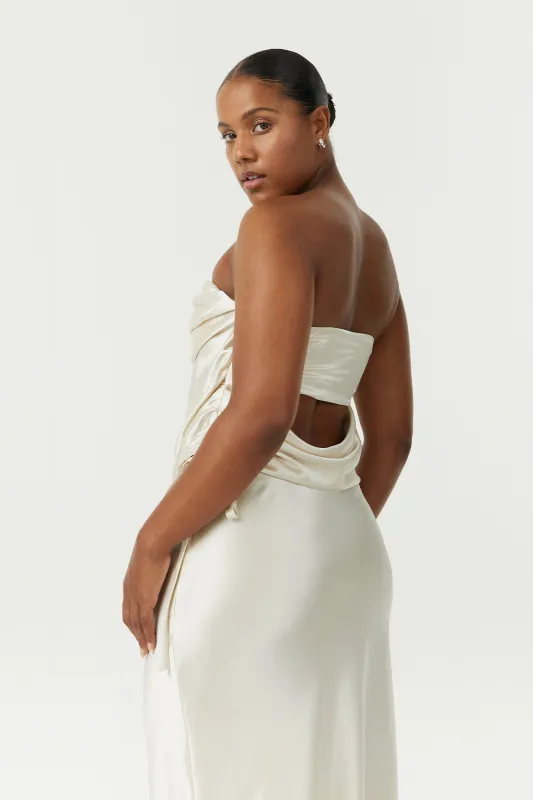 SATIN DRAPE BUSTIER | BUTTERCREAM made by Third Form