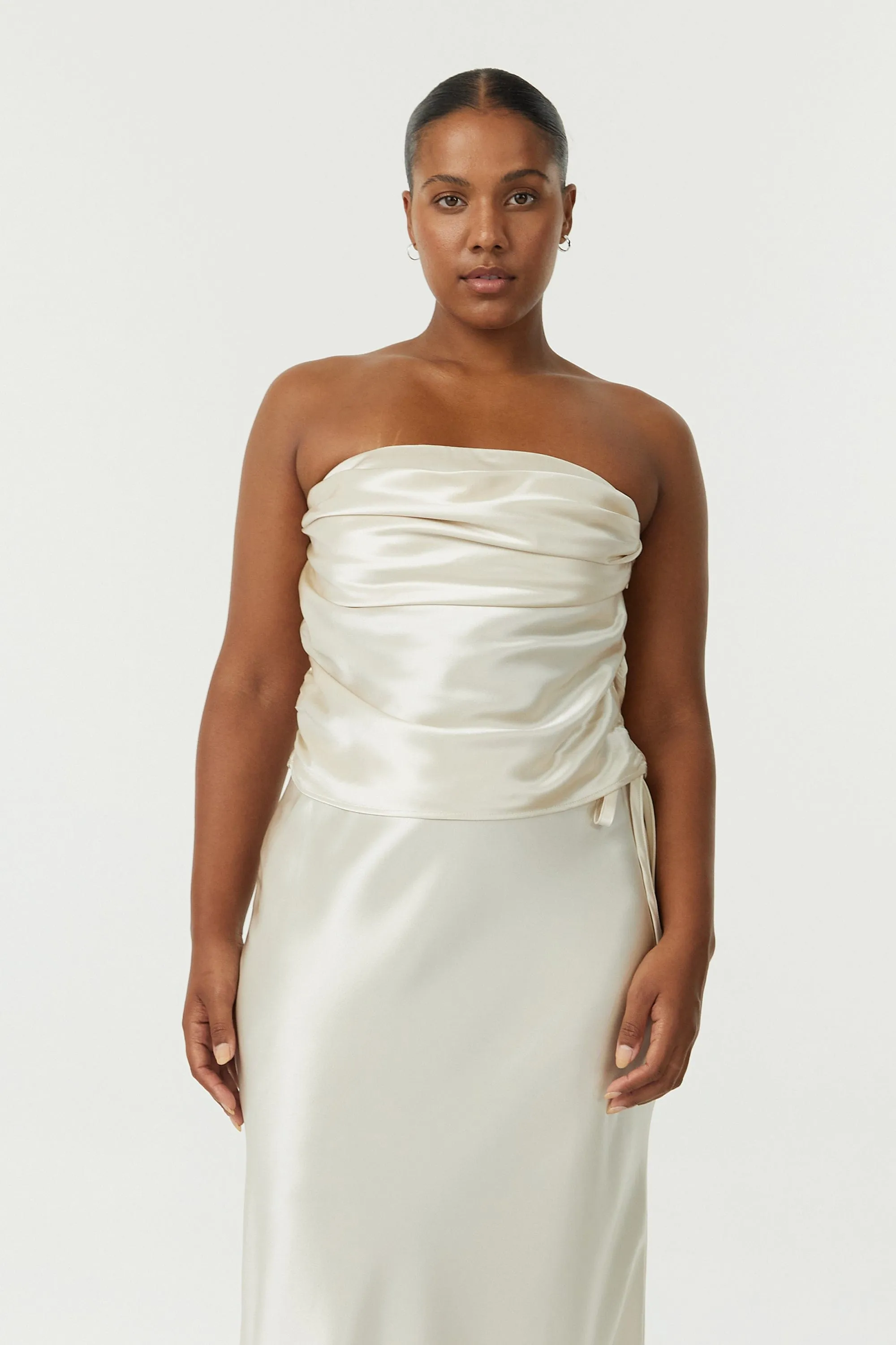 SATIN DRAPE BUSTIER | BUTTERCREAM sold by Third Form product image thumbnail 2