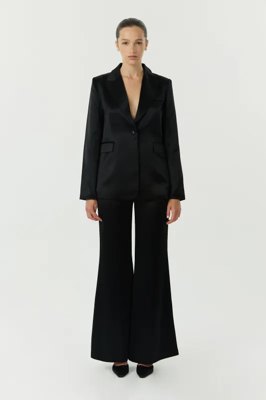 SATIN FLARE TROUSER | BLACK sold by Third Form