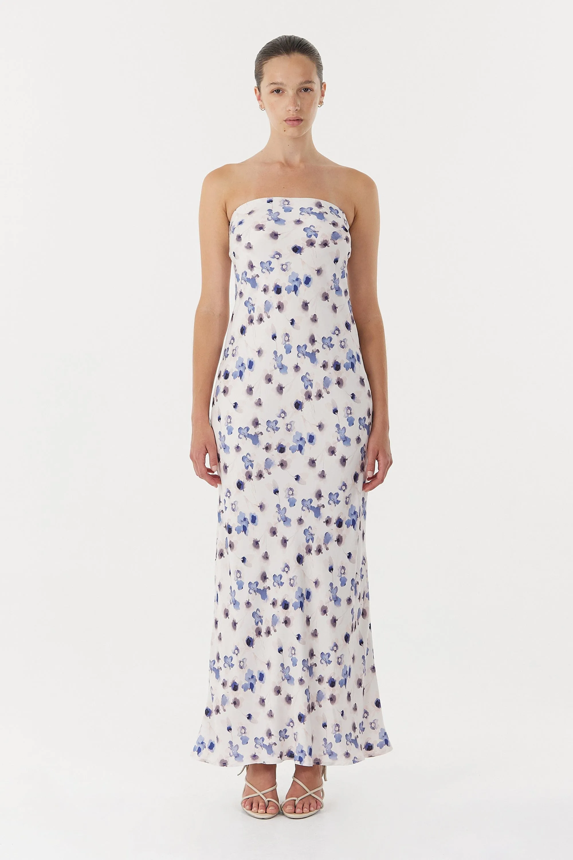 BLUE BELL BIAS STRAPLESS DRESS | FLORAL sold by Third Form