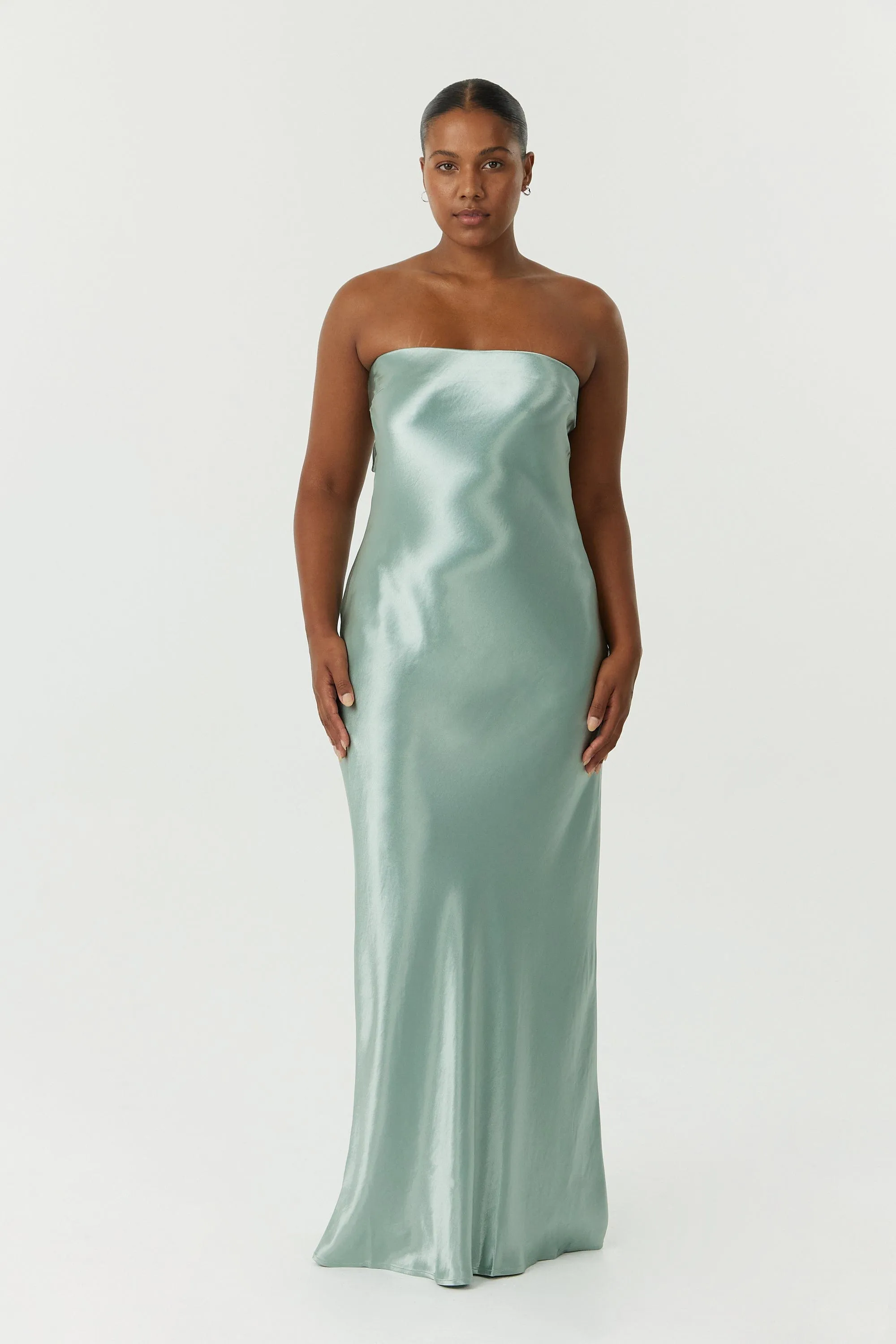 SATIN TIE BACK STRAPLESS MAXI | WAVE sold by Third Form product image thumbnail 3