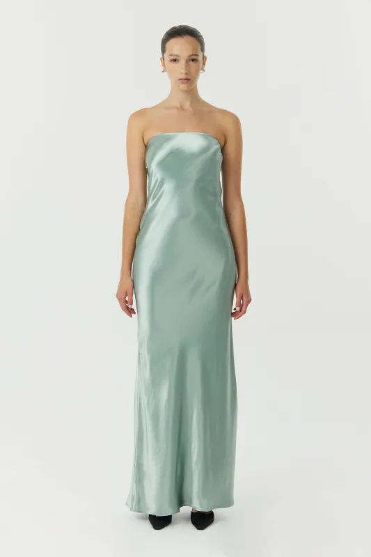 SATIN TIE BACK STRAPLESS MAXI | WAVE made by Third Form