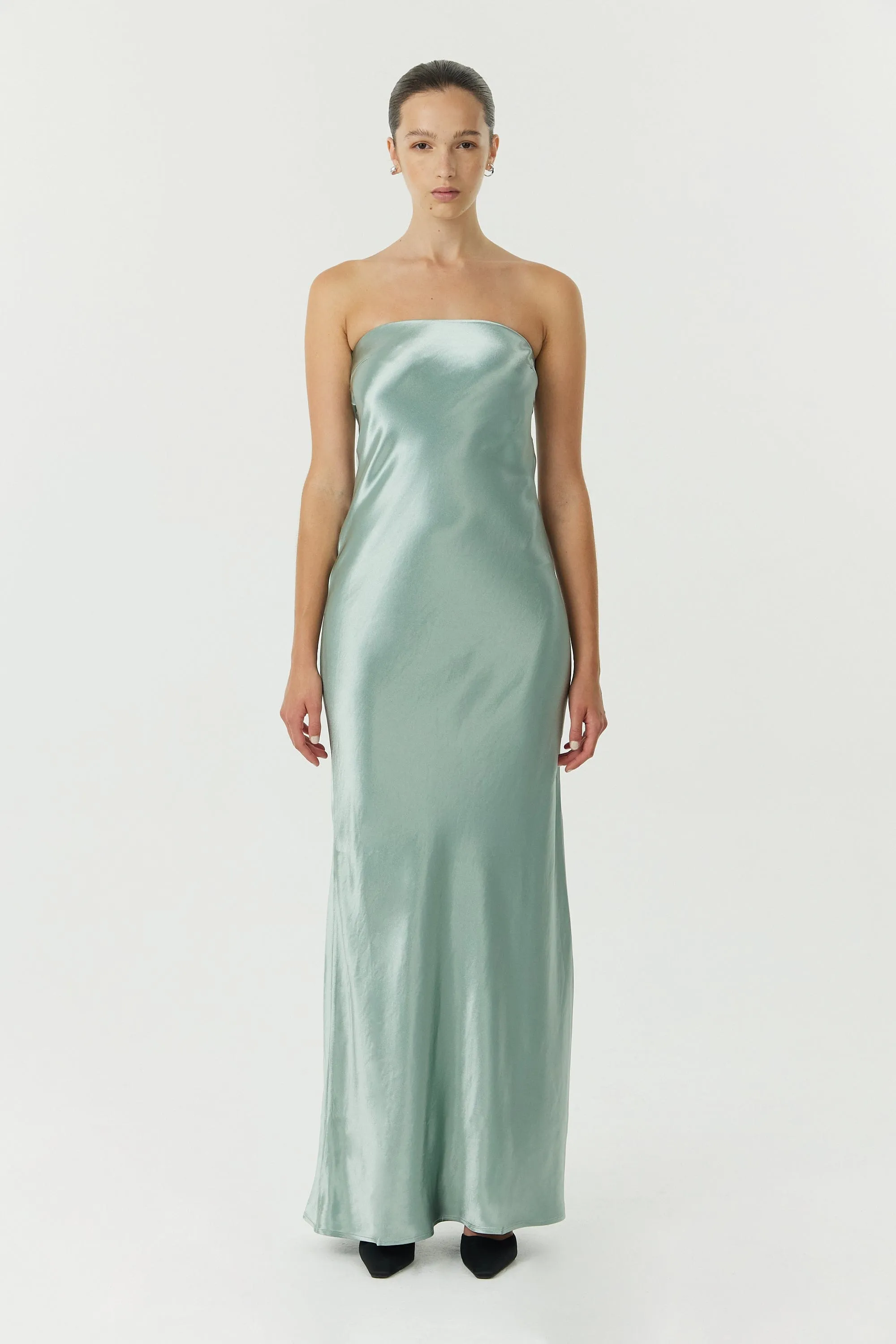 SATIN TIE BACK STRAPLESS MAXI | WAVE sold by Third Form