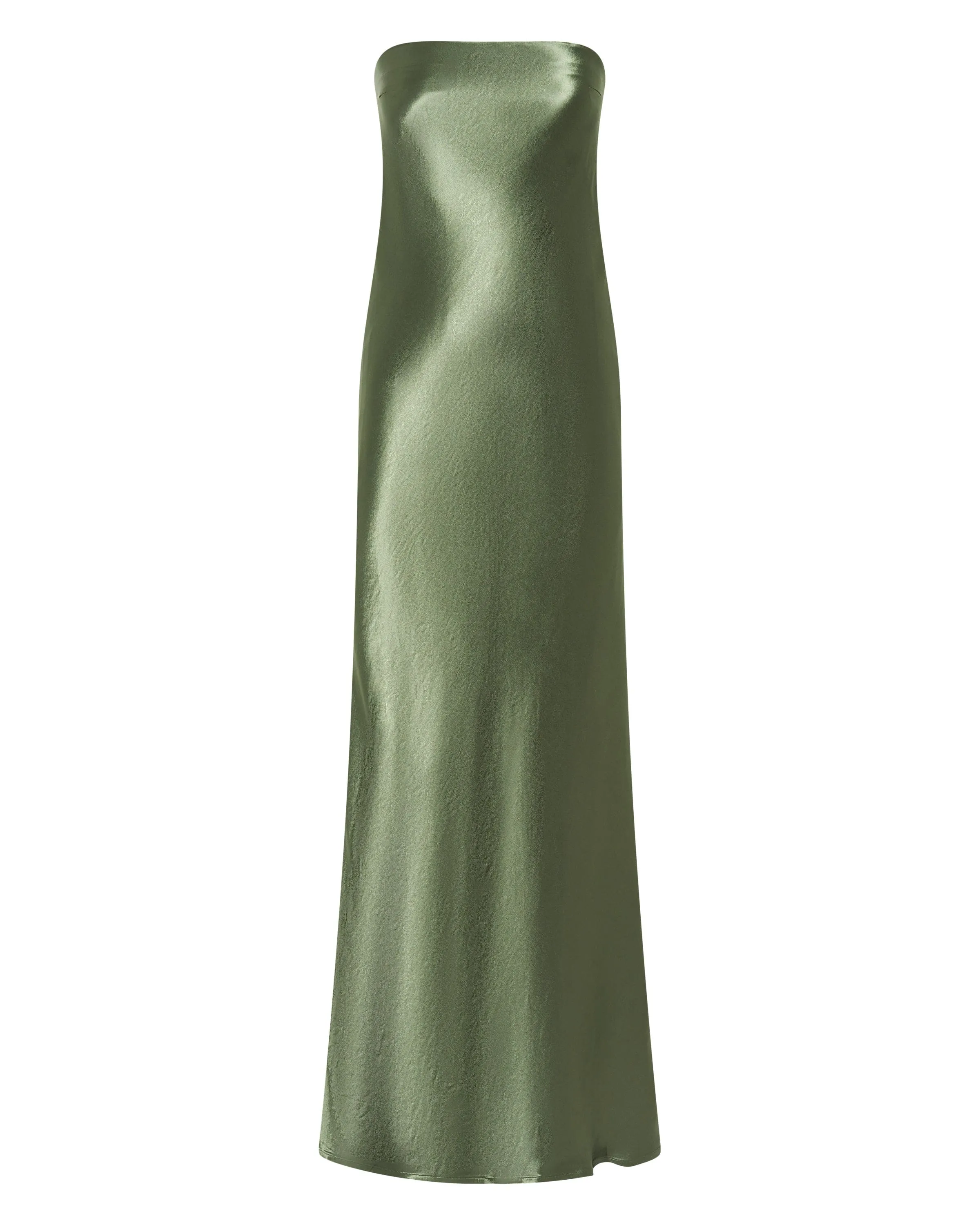 SATIN TIE BACK STRAPLESS MAXI | OLIVE sold by Third Form product image thumbnail 3
