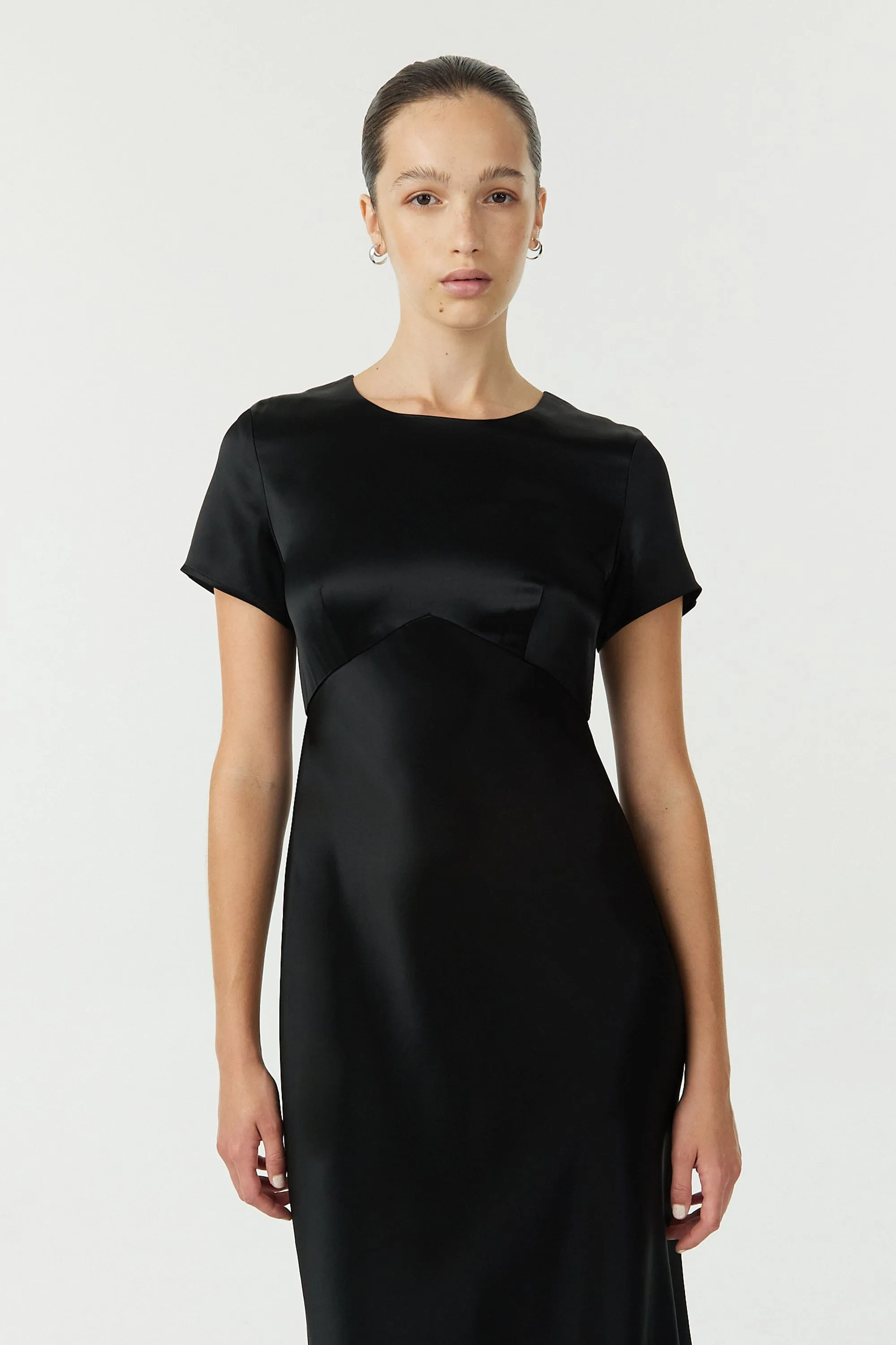 SATIN BIAS MAXI TEE DRESS | BLACK sold by Third Form product image thumbnail 5