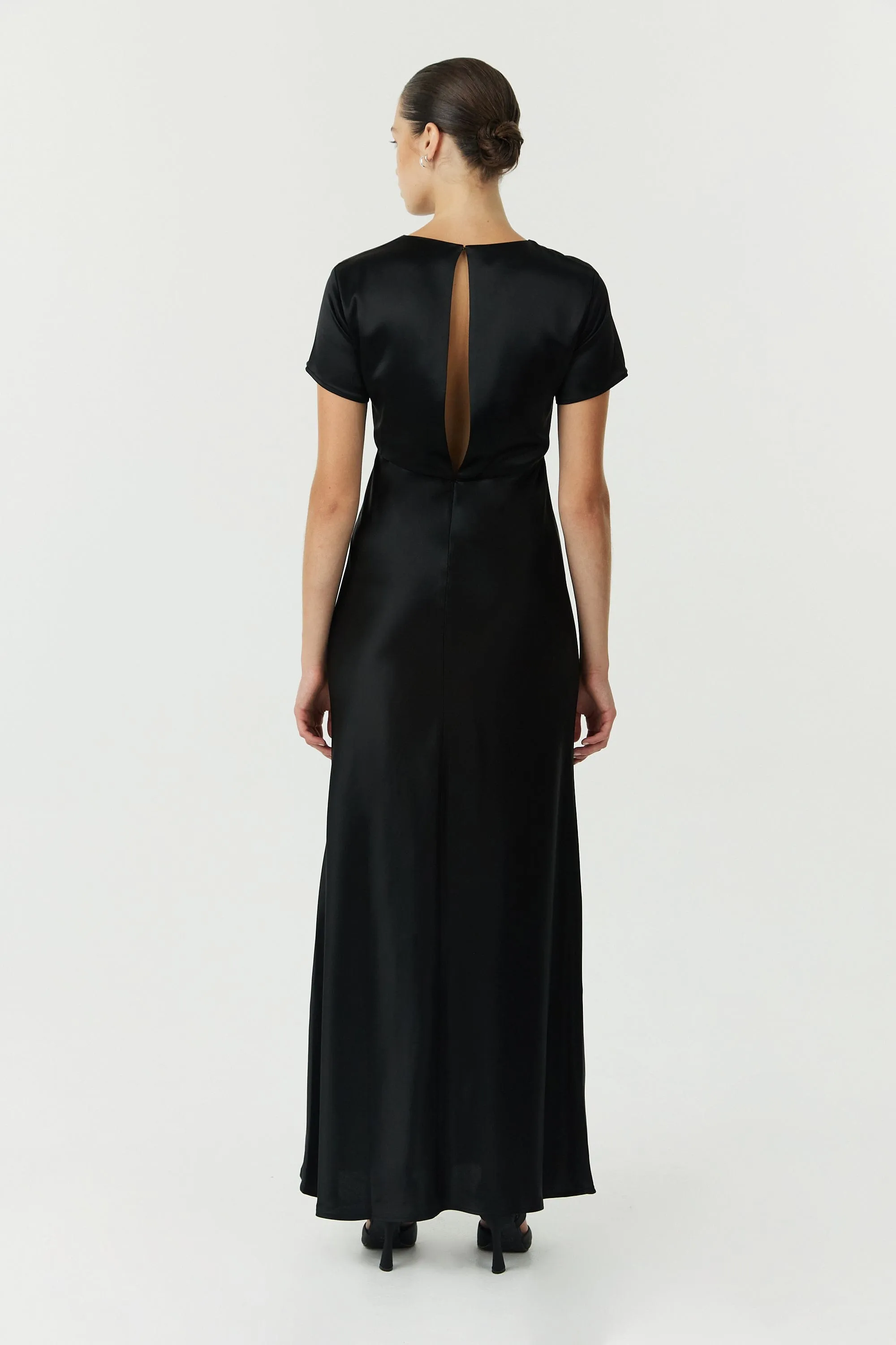 SATIN BIAS MAXI TEE DRESS | BLACK sold by Third Form product image thumbnail 4