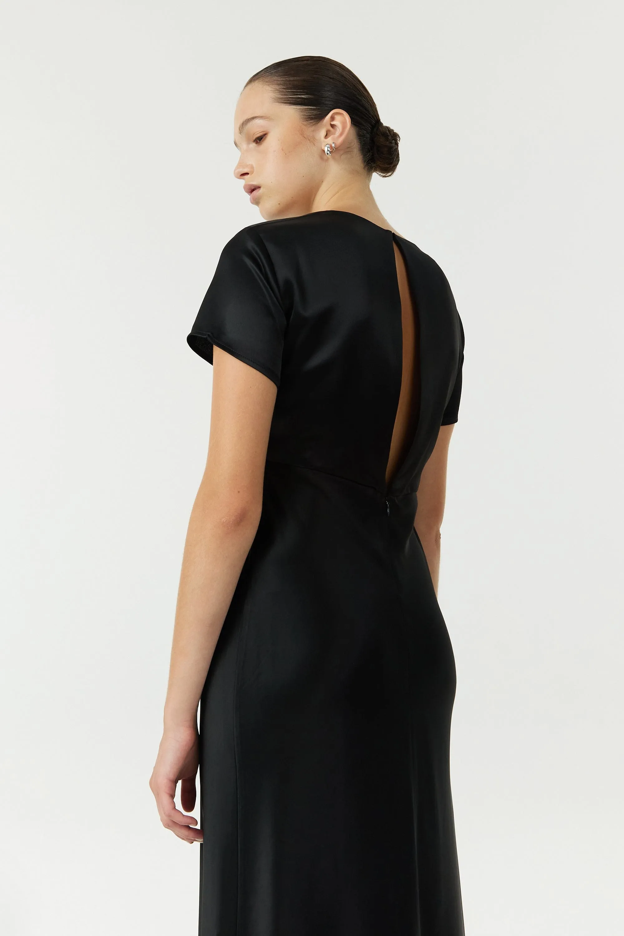 SATIN BIAS MAXI TEE DRESS | BLACK sold by Third Form product image thumbnail 2