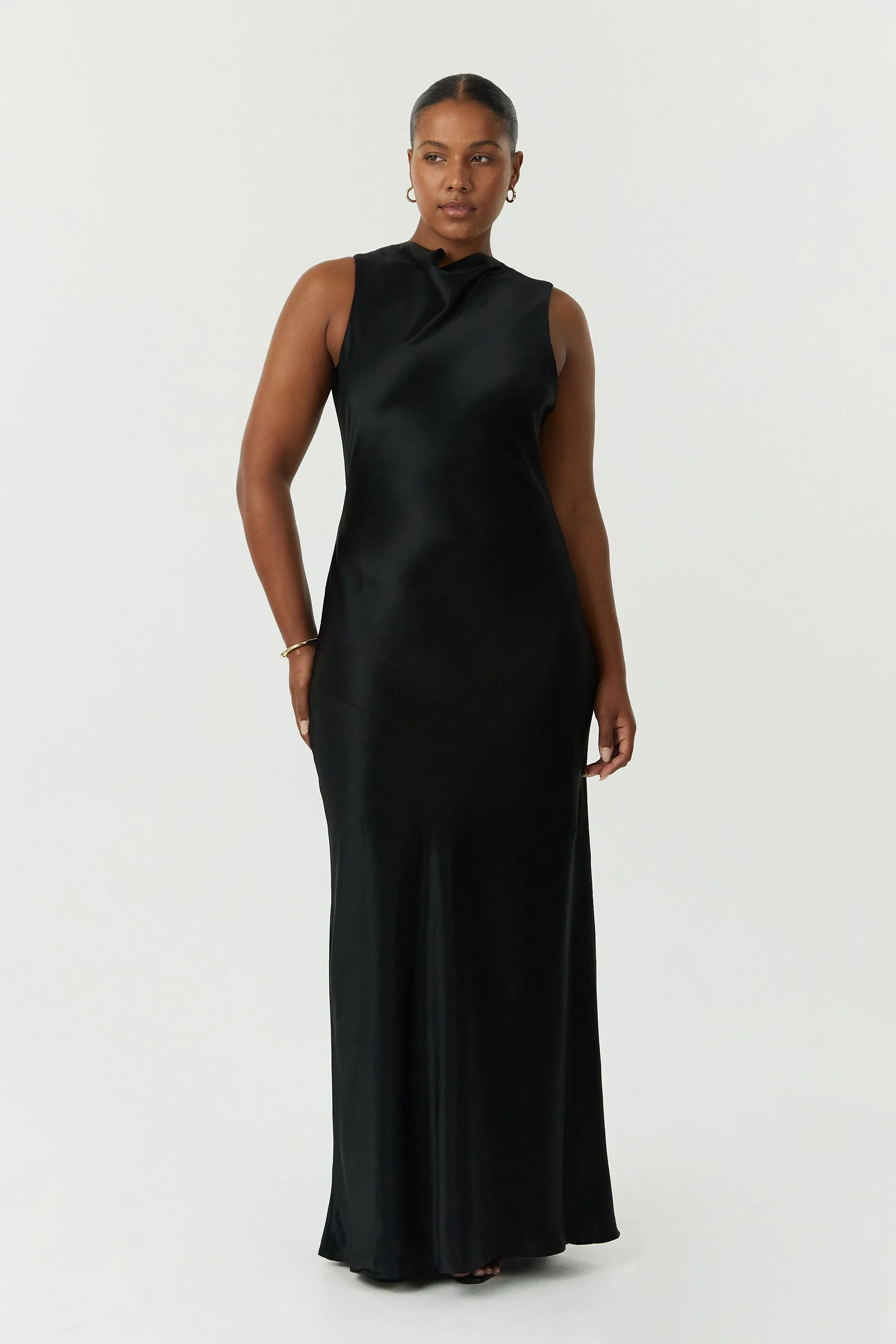 SATIN BIAS COWL BACK MAXI | BLACK sold by Third Form product image thumbnail 3