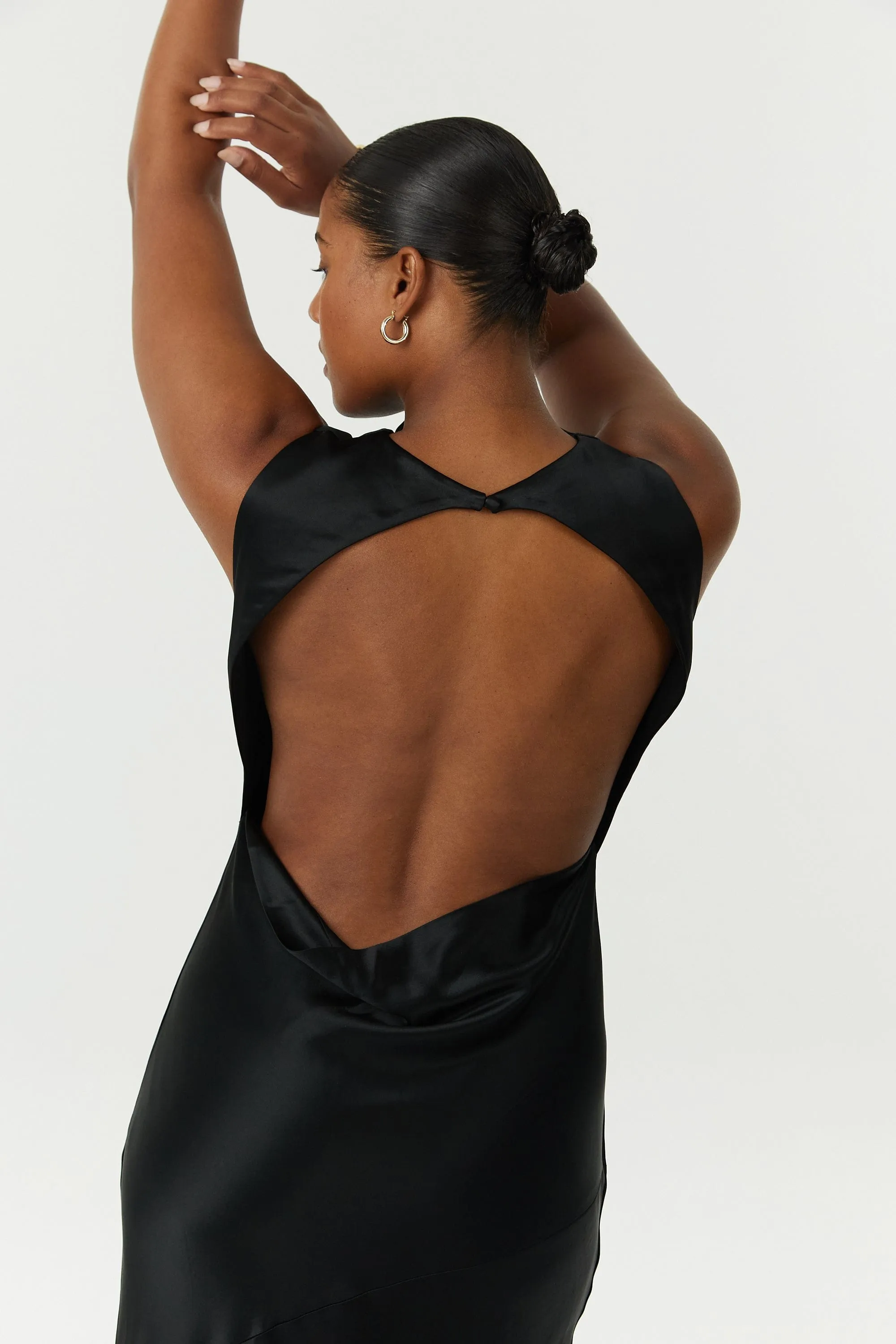 SATIN BIAS COWL BACK MAXI | BLACK sold by Third Form product image thumbnail 4
