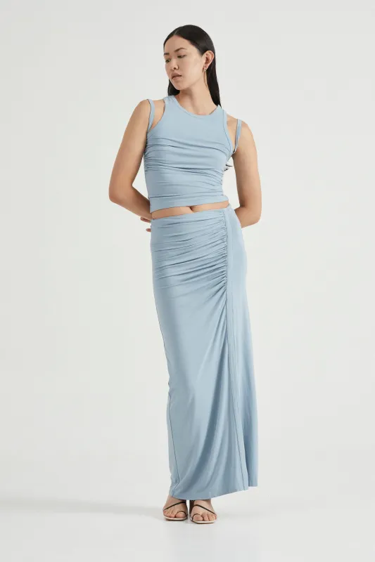 PUSH PULL MAXI SKIRT | BLUE HAZE made by Third Form