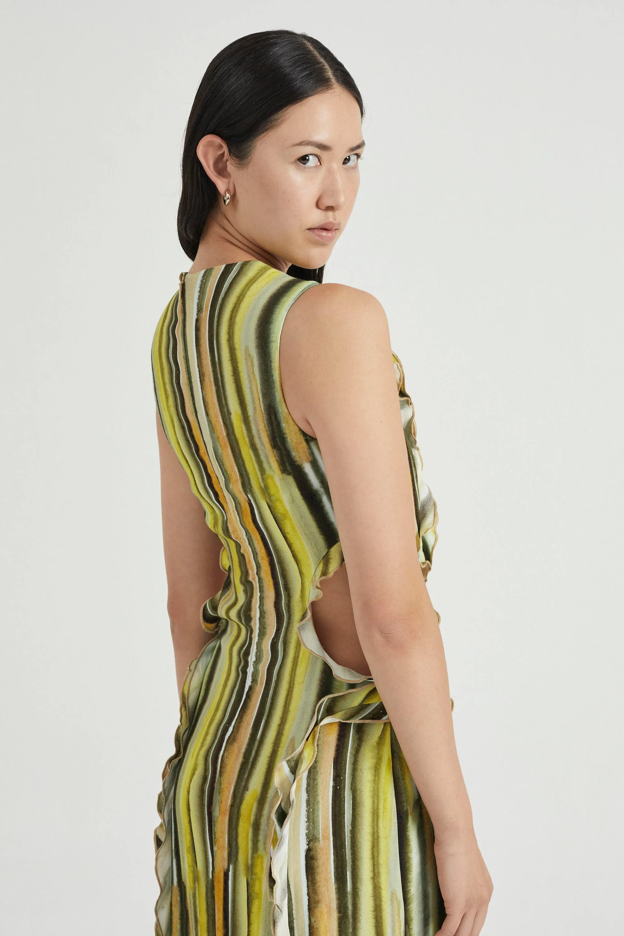 STROKE FRILL MAXI TANK DRESS | BRUSH STROKE sold by Third Form product image thumbnail 3