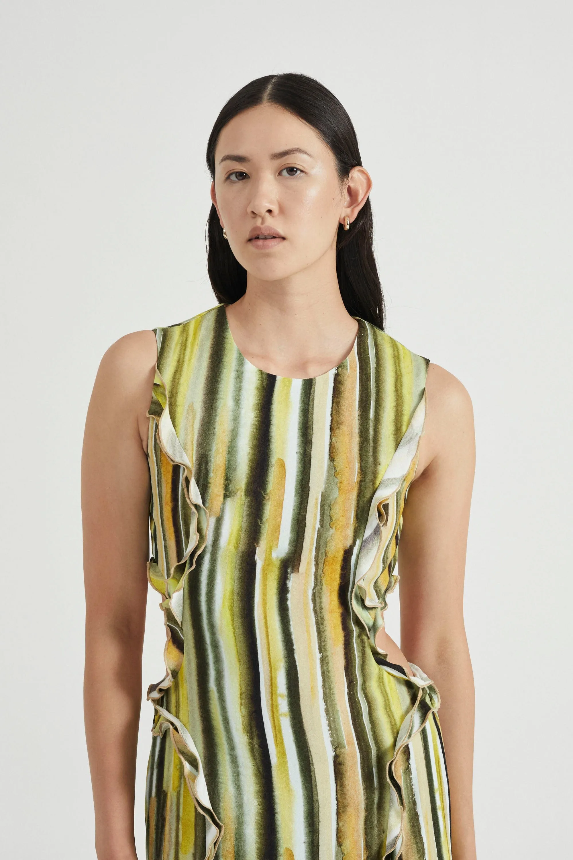 STROKE FRILL MAXI TANK DRESS | BRUSH STROKE sold by Third Form product image thumbnail 5