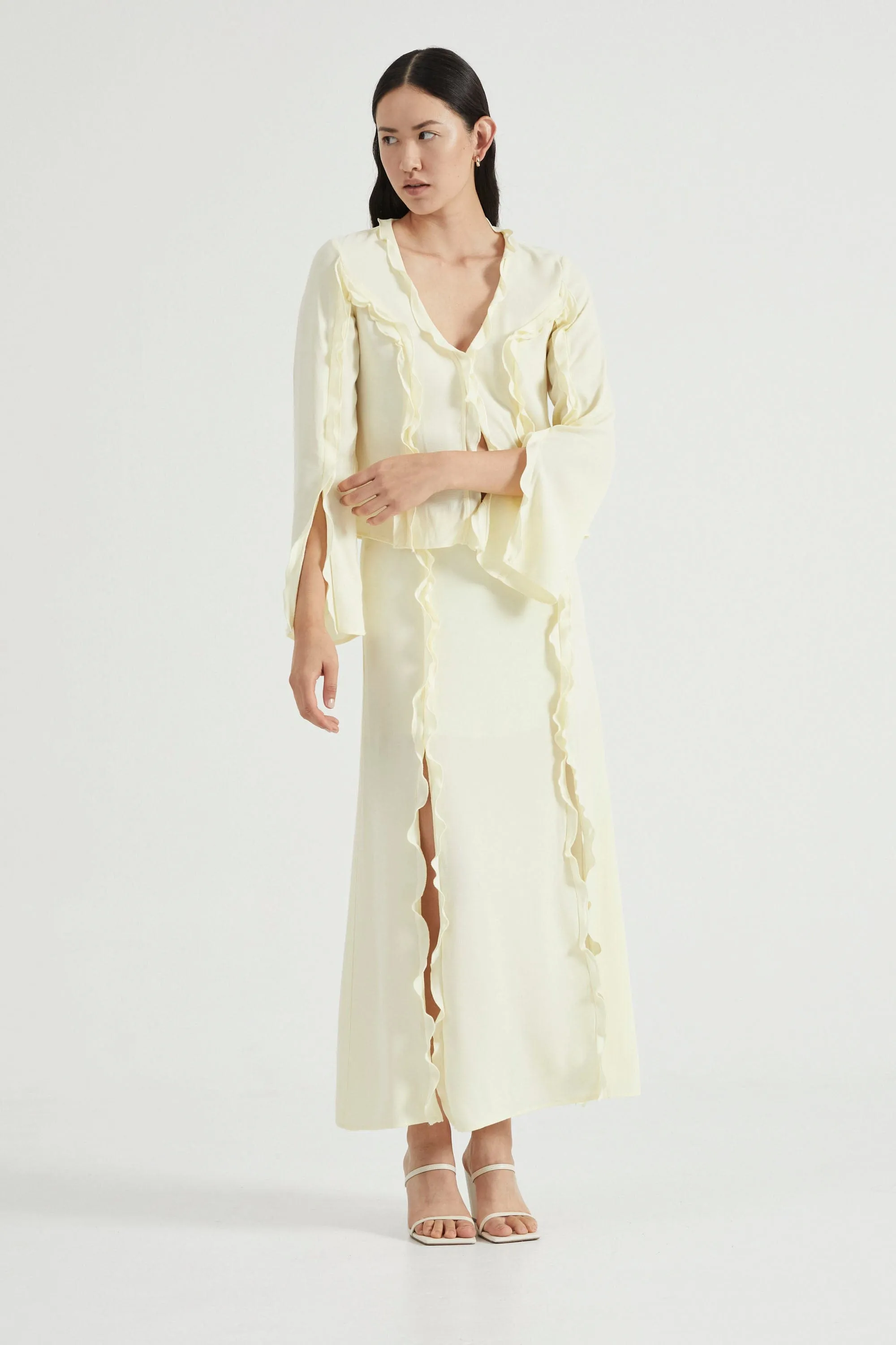 STROKE FRILL MAXI SKIRT | LIMONCELLO sold by Third Form