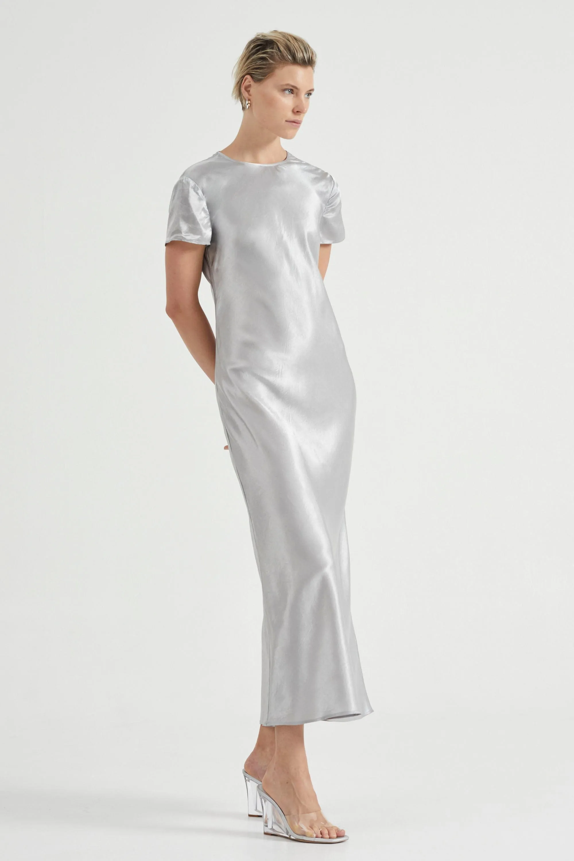 CRUSH BIAS TEE MAXI DRESS | SILVER sold by Third Form product image thumbnail 2