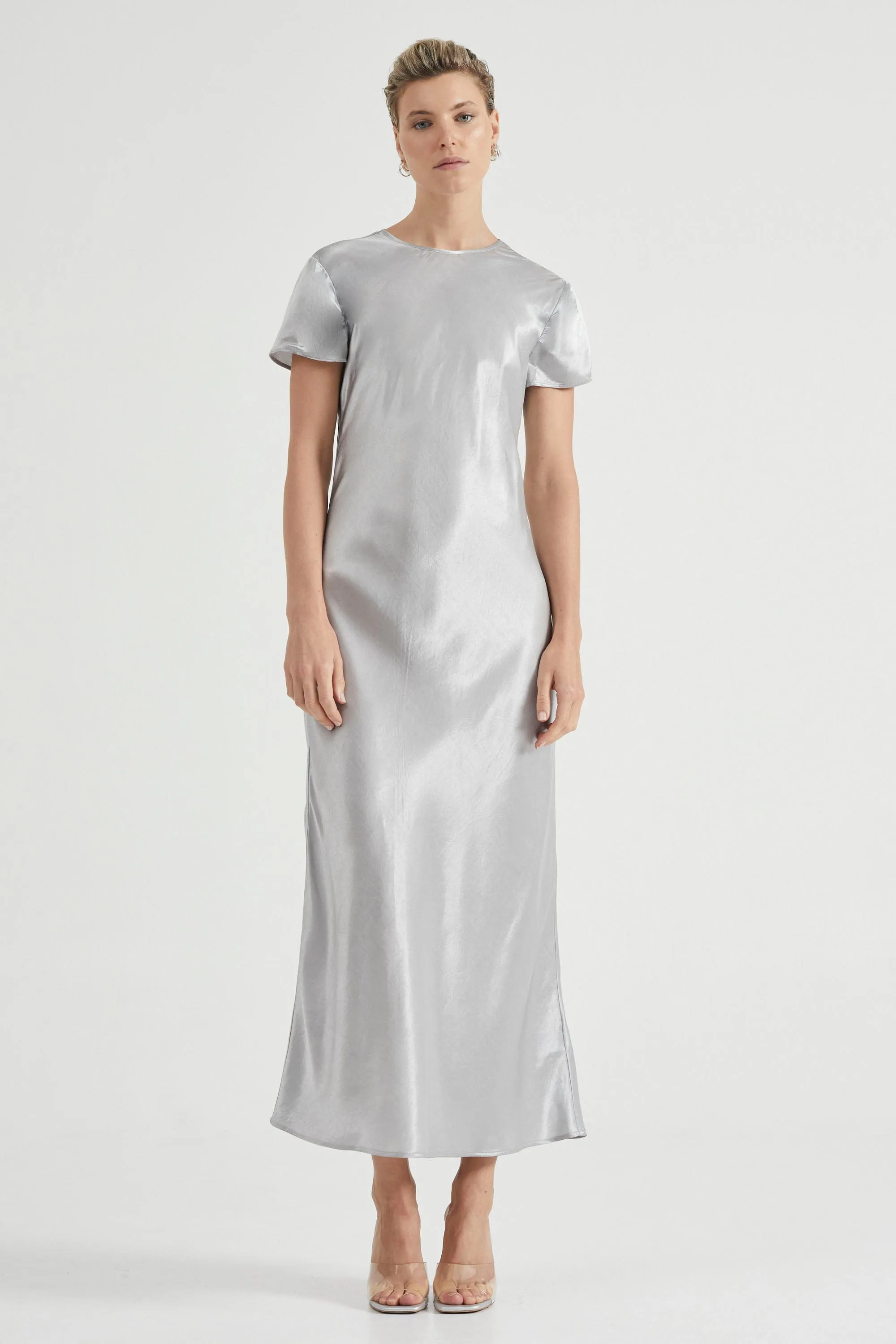 CRUSH BIAS TEE MAXI DRESS | SILVER sold by Third Form