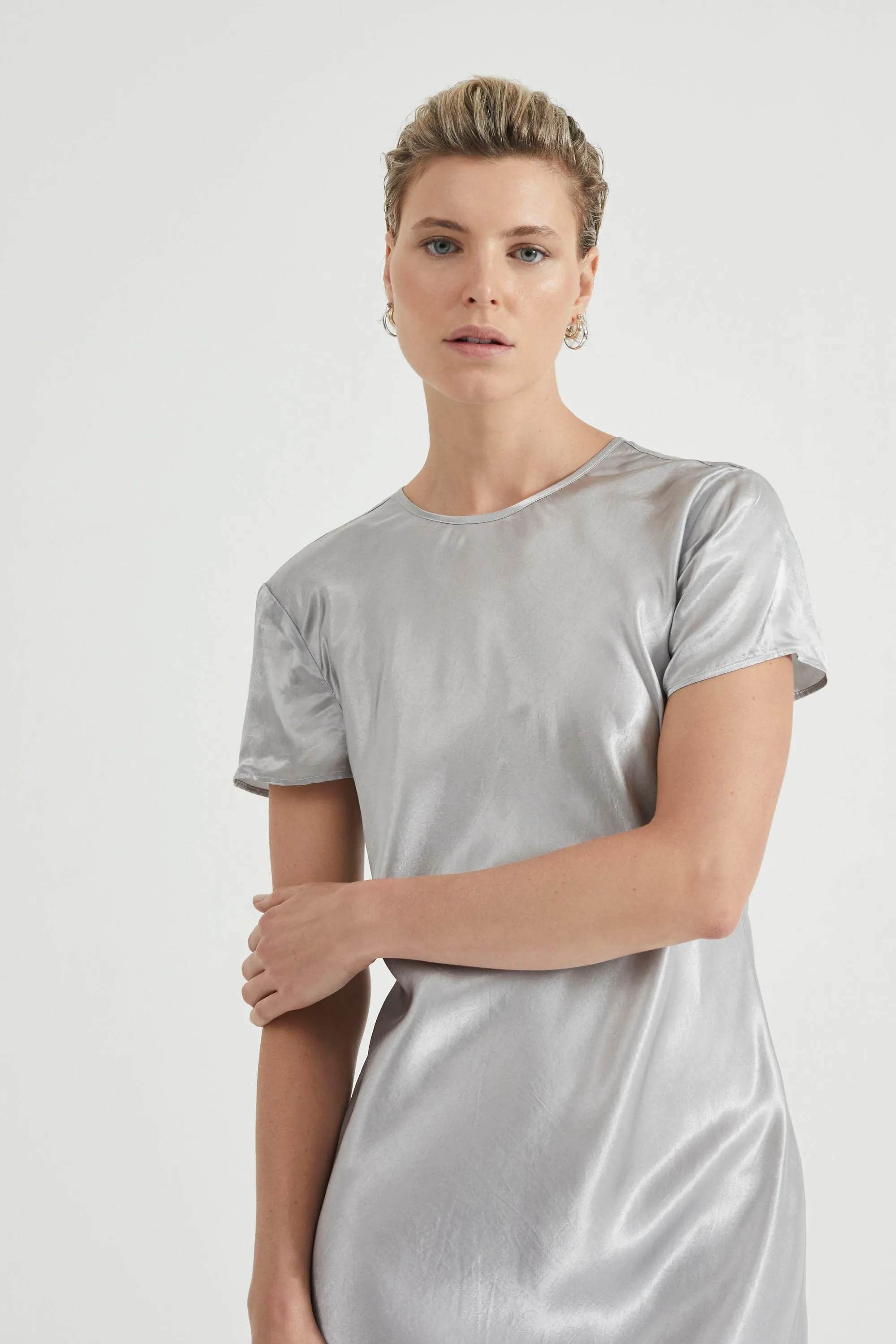 CRUSH BIAS TEE MAXI DRESS | SILVER sold by Third Form product image thumbnail 5