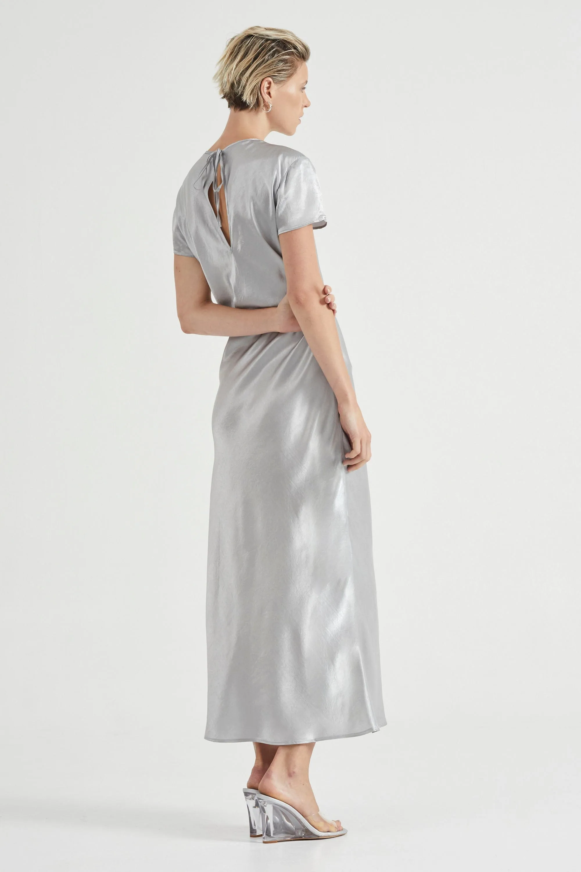 CRUSH BIAS TEE MAXI DRESS | SILVER sold by Third Form product image thumbnail 4