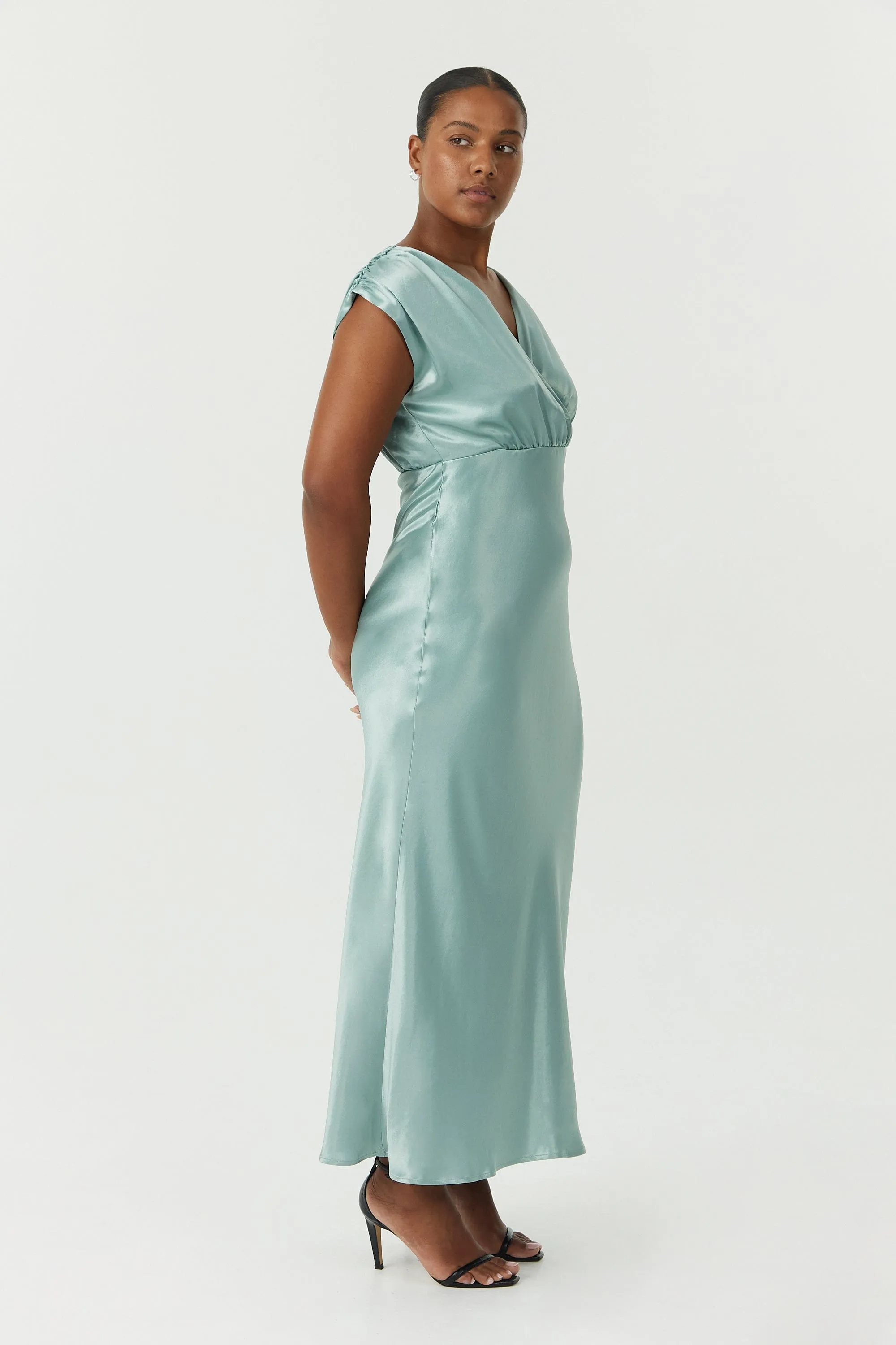 SATIN CROSS OVER GATHER DRESS | WAVE sold by Third Form product image thumbnail 3