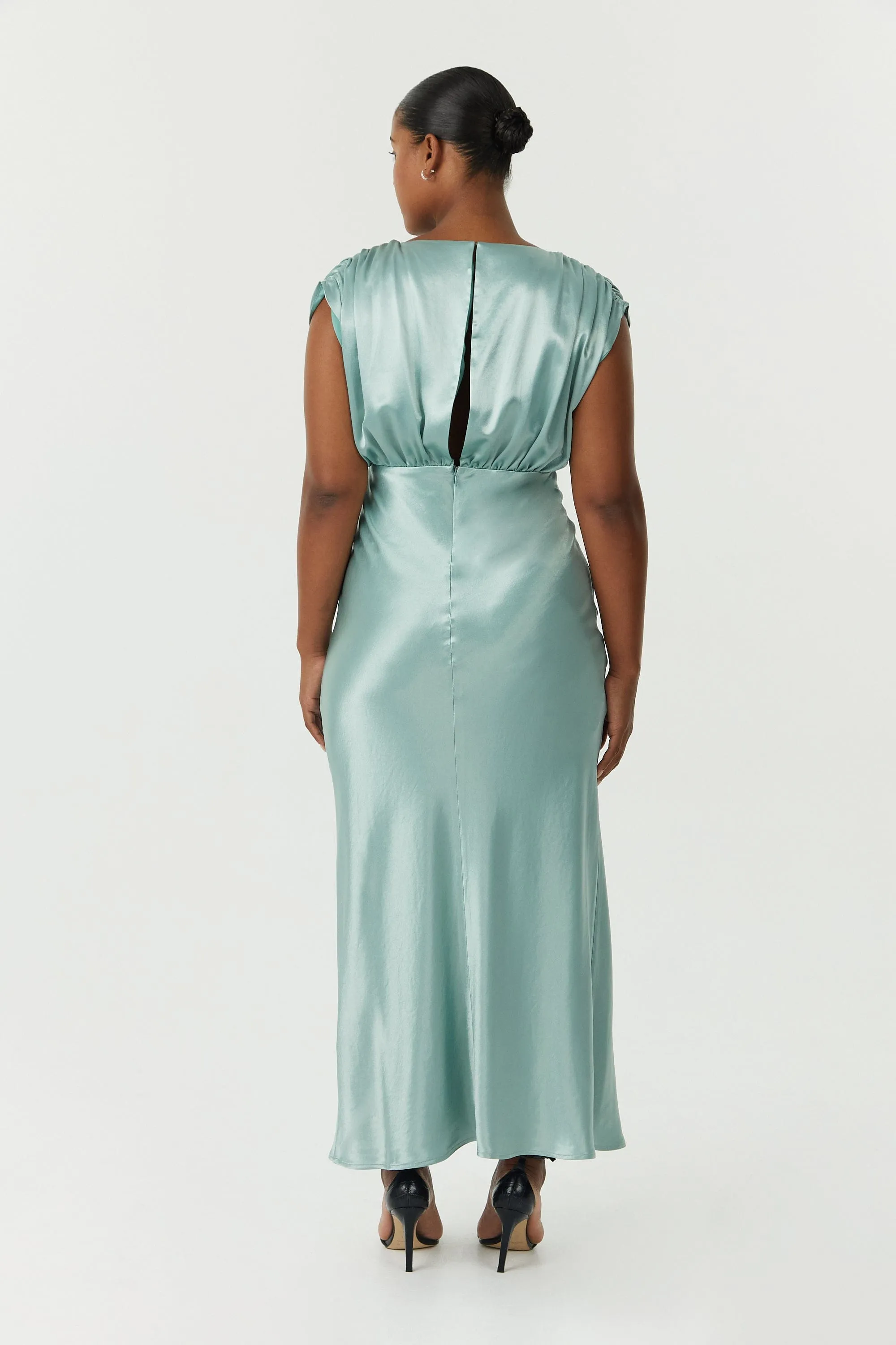 SATIN CROSS OVER GATHER DRESS | WAVE sold by Third Form product image thumbnail 4