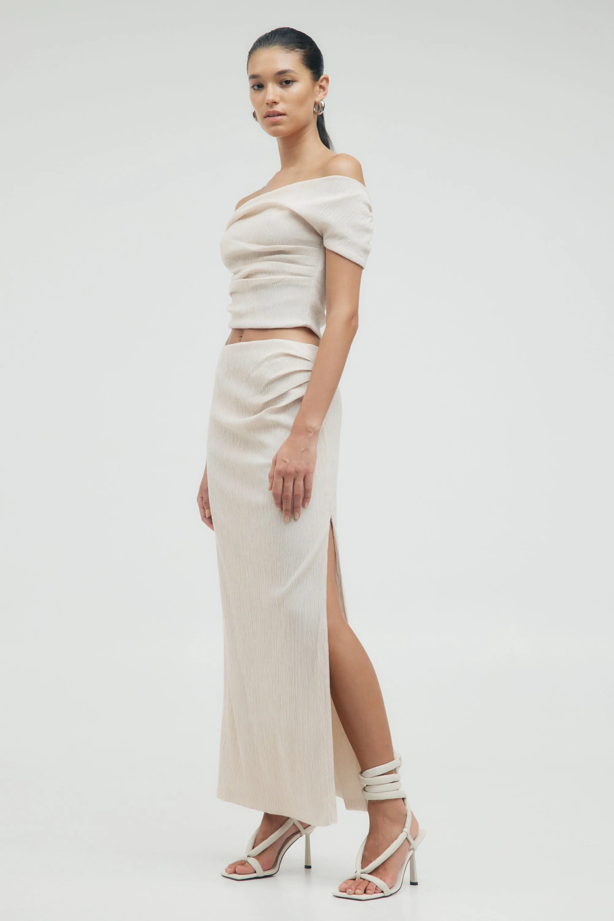ELECTRIC TUCKED MAXI SKIRT | BONE sold by Third Form product image thumbnail 2