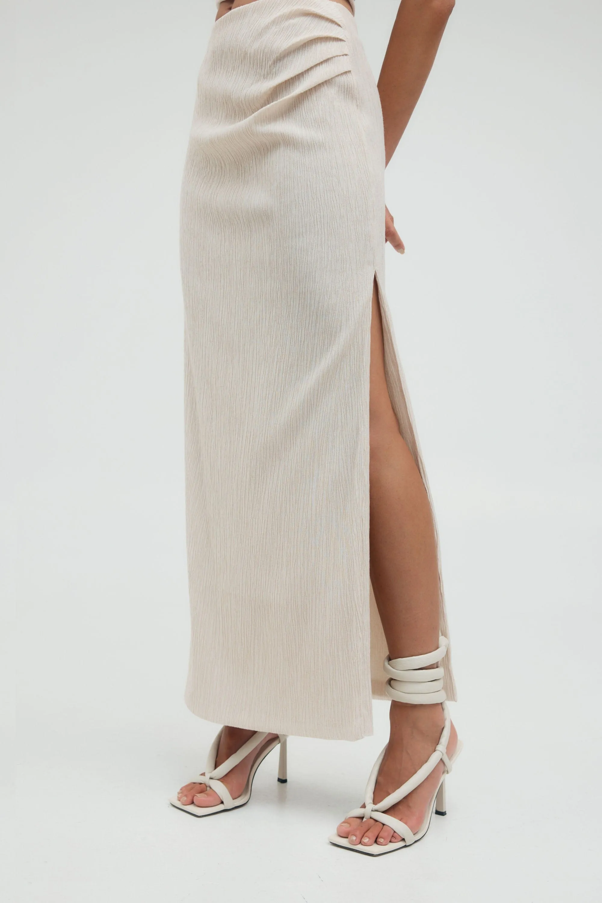 ELECTRIC TUCKED MAXI SKIRT | BONE sold by Third Form product image thumbnail 4