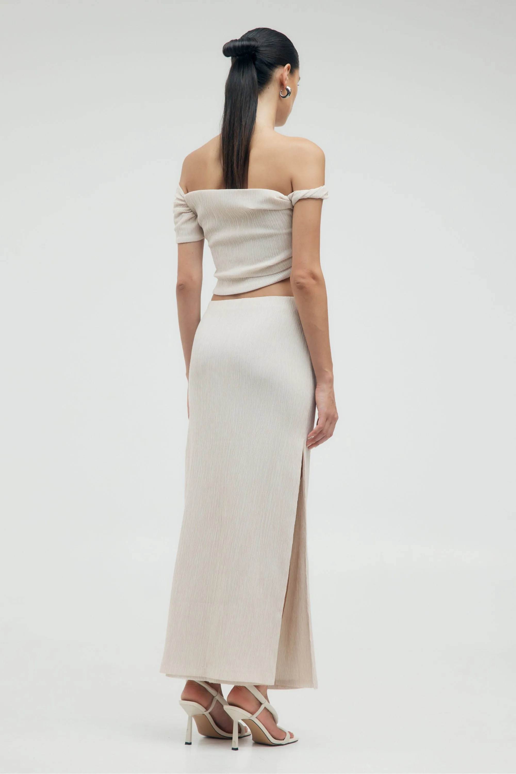 ELECTRIC TUCKED MAXI SKIRT | BONE sold by Third Form product image thumbnail 3