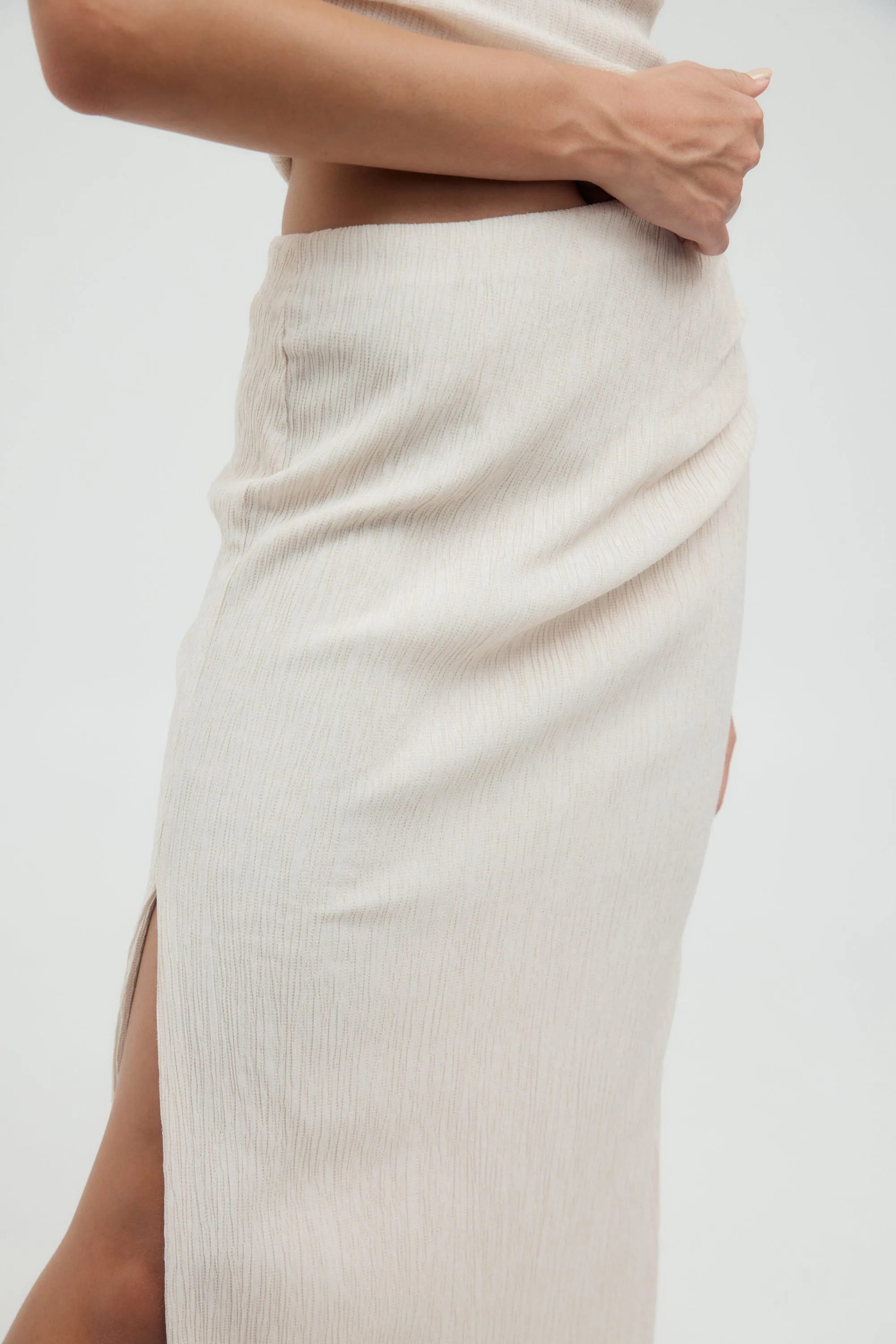 ELECTRIC TUCKED MAXI SKIRT | BONE sold by Third Form product image thumbnail 5
