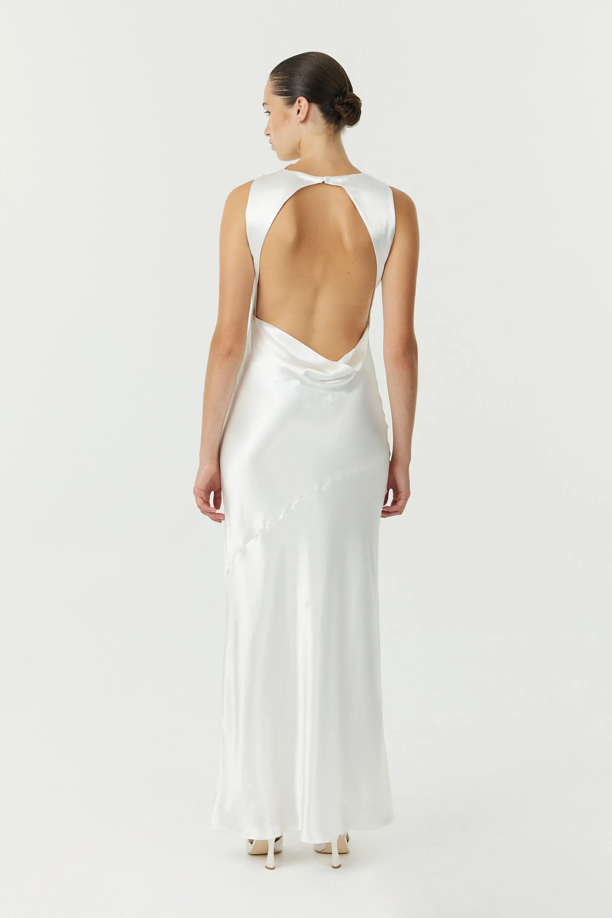 SATIN BIAS COWL BACK MAXI | POWDER WHITE sold by Third Form product image thumbnail 4