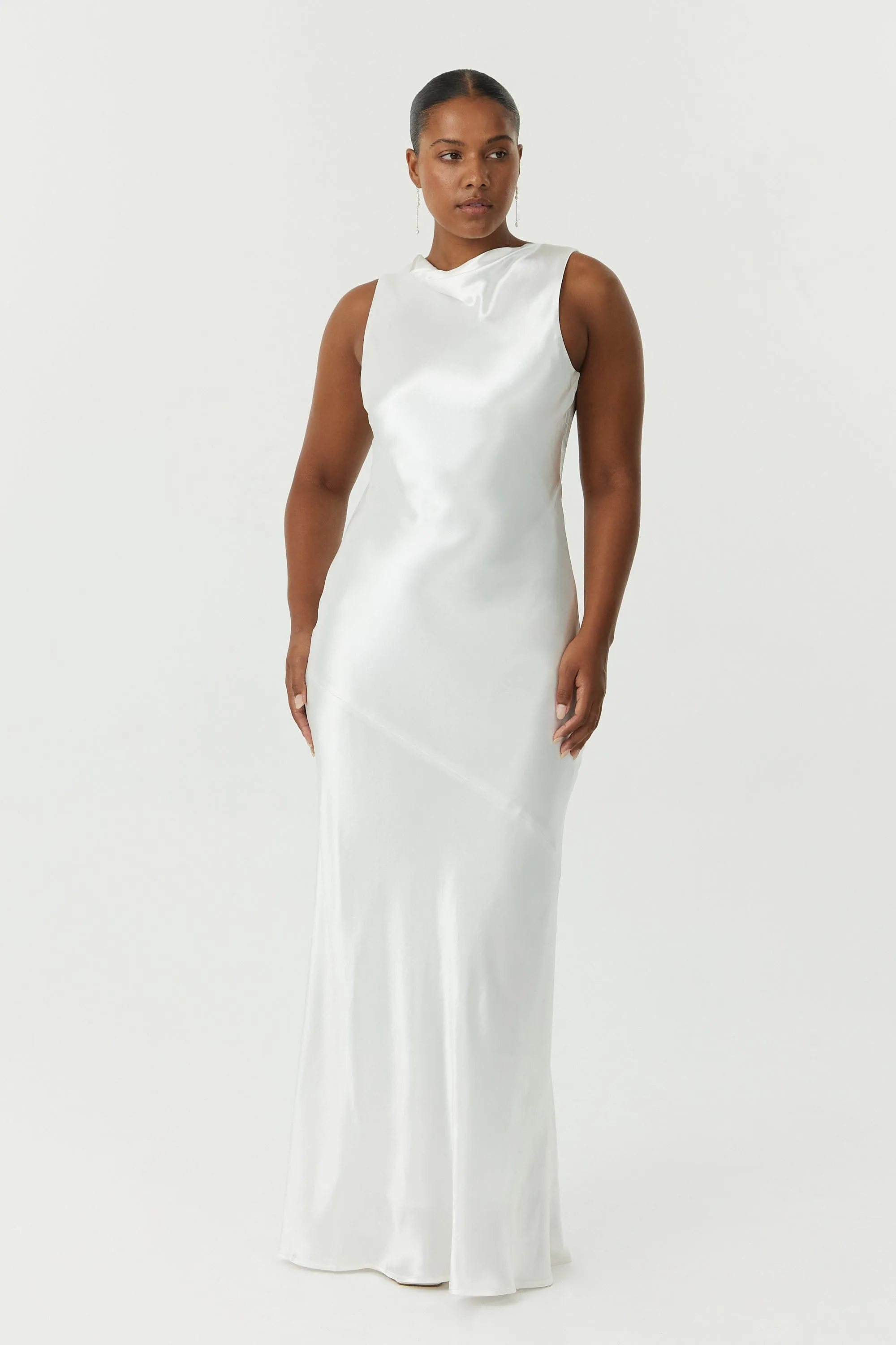 SATIN BIAS COWL BACK MAXI | POWDER WHITE sold by Third Form product image thumbnail 3