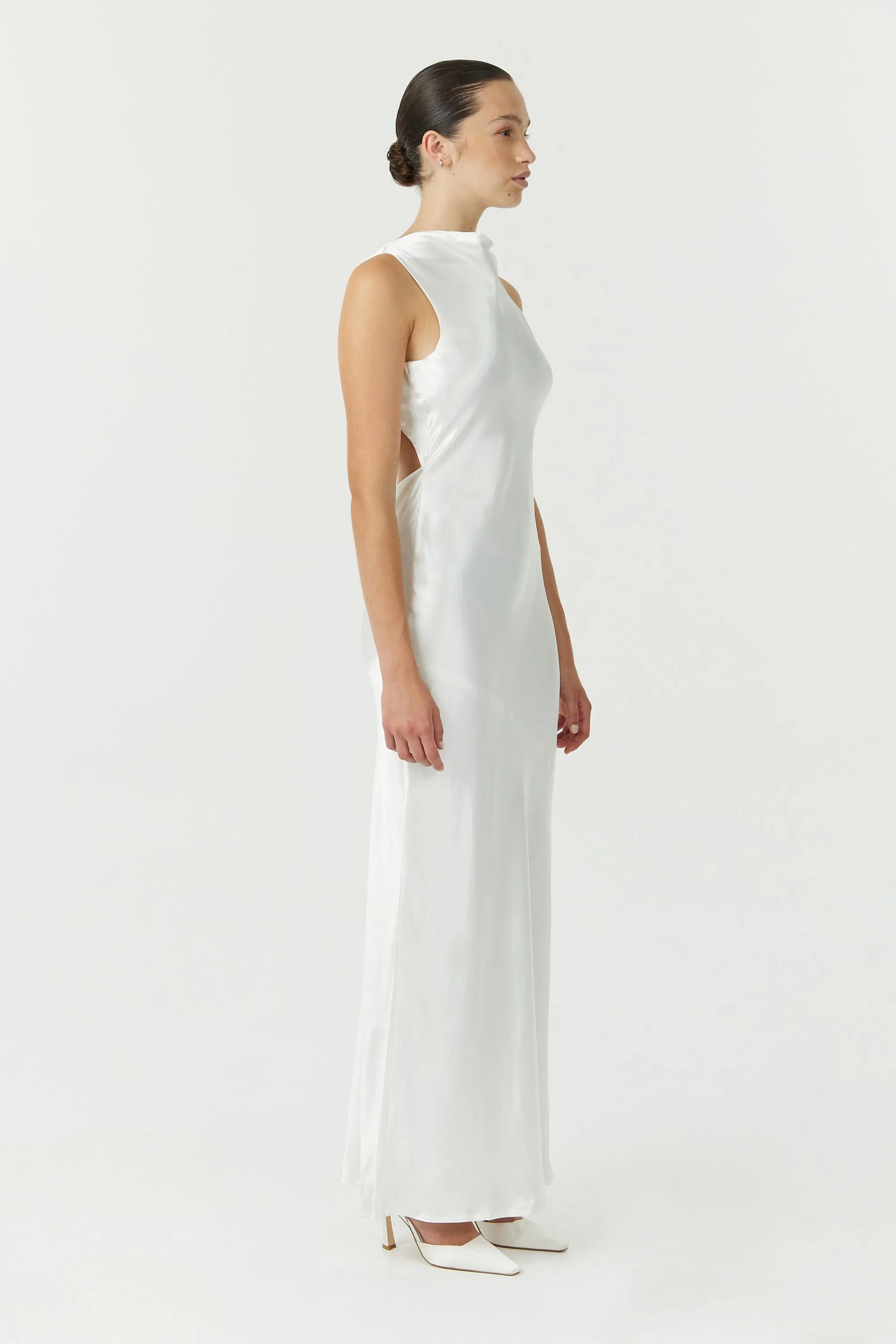 SATIN BIAS COWL BACK MAXI | POWDER WHITE sold by Third Form product image thumbnail 5