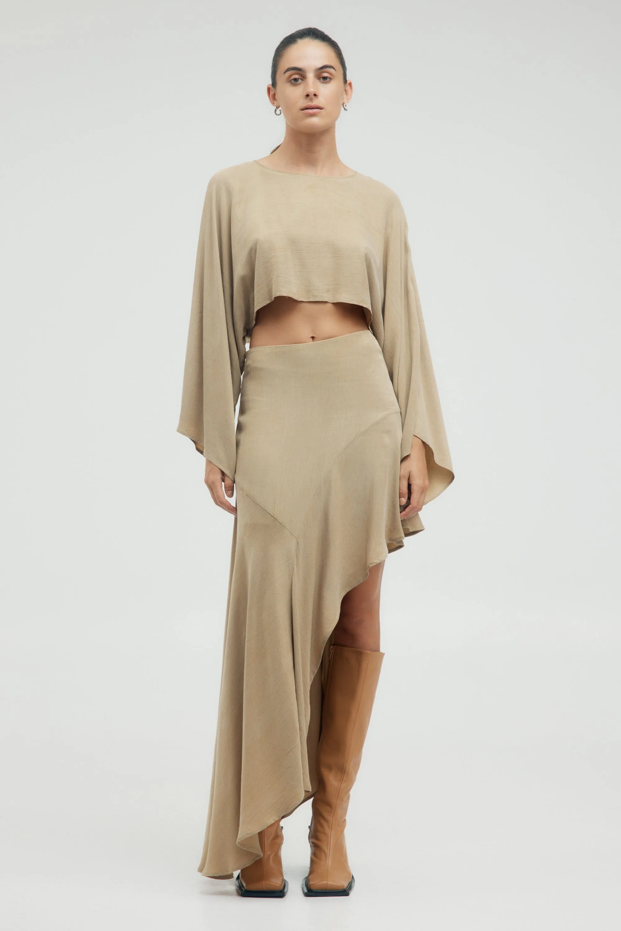 PRESSED PETALS FREE FLOW SKIRT | ALMOND sold by Third Form