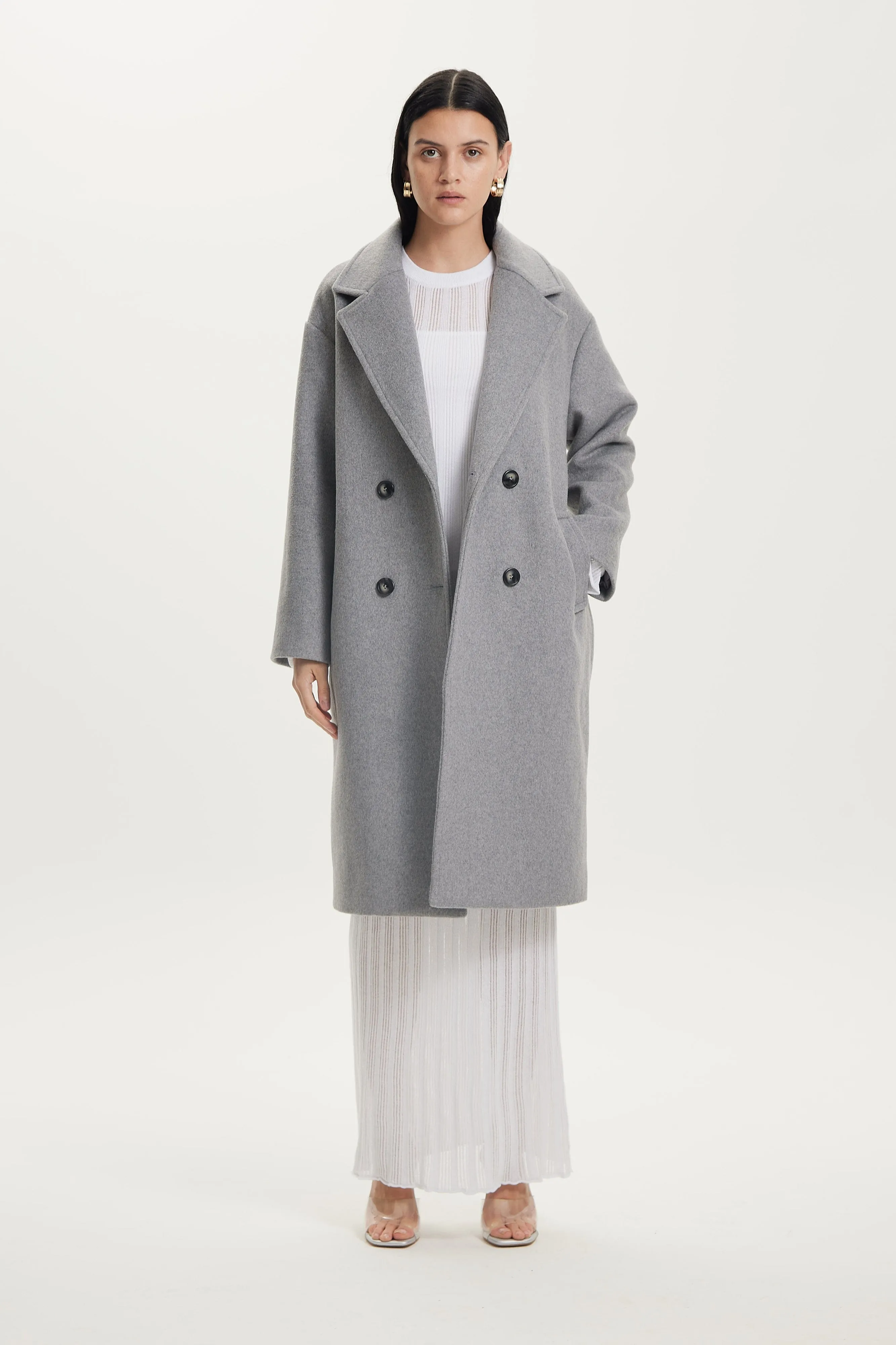 DOUBLE BREASTED COAT | GREY MARLE sold by Third Form