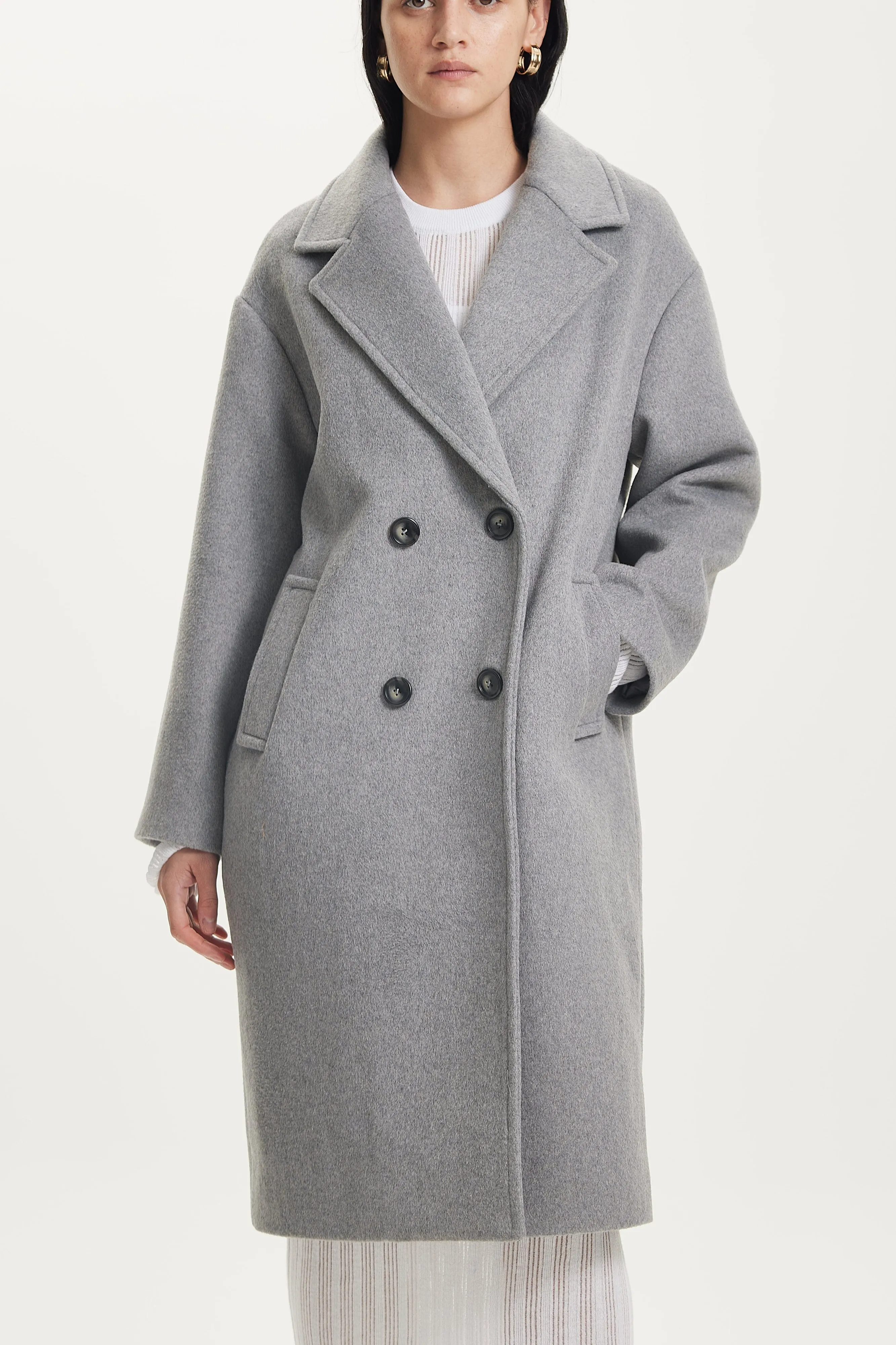 DOUBLE BREASTED COAT | GREY MARLE sold by Third Form product image thumbnail 5